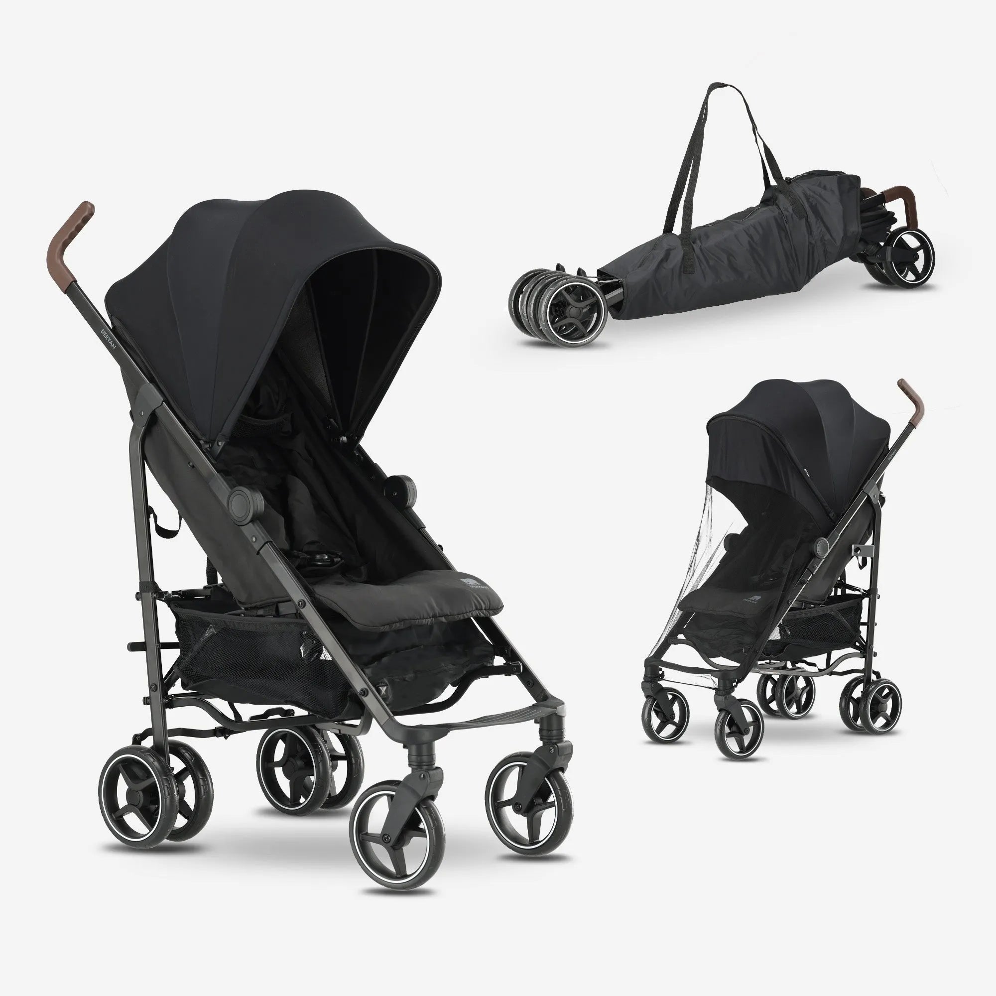 Bobbie - Paraplu Buggy - 5-Punts Gordel - Geschikt voor Kinderen tot 22 kg - Inclusief Muggennet - Zwart