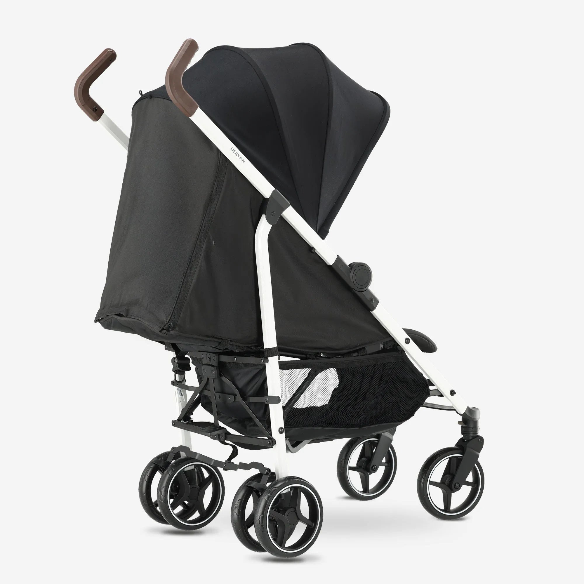 Bobbie - Paraplu Buggy - 5-Punts Gordel - Geschikt voor Kinderen tot 22 kg - Inclusief Muggennet - Zwart met Wit Frame