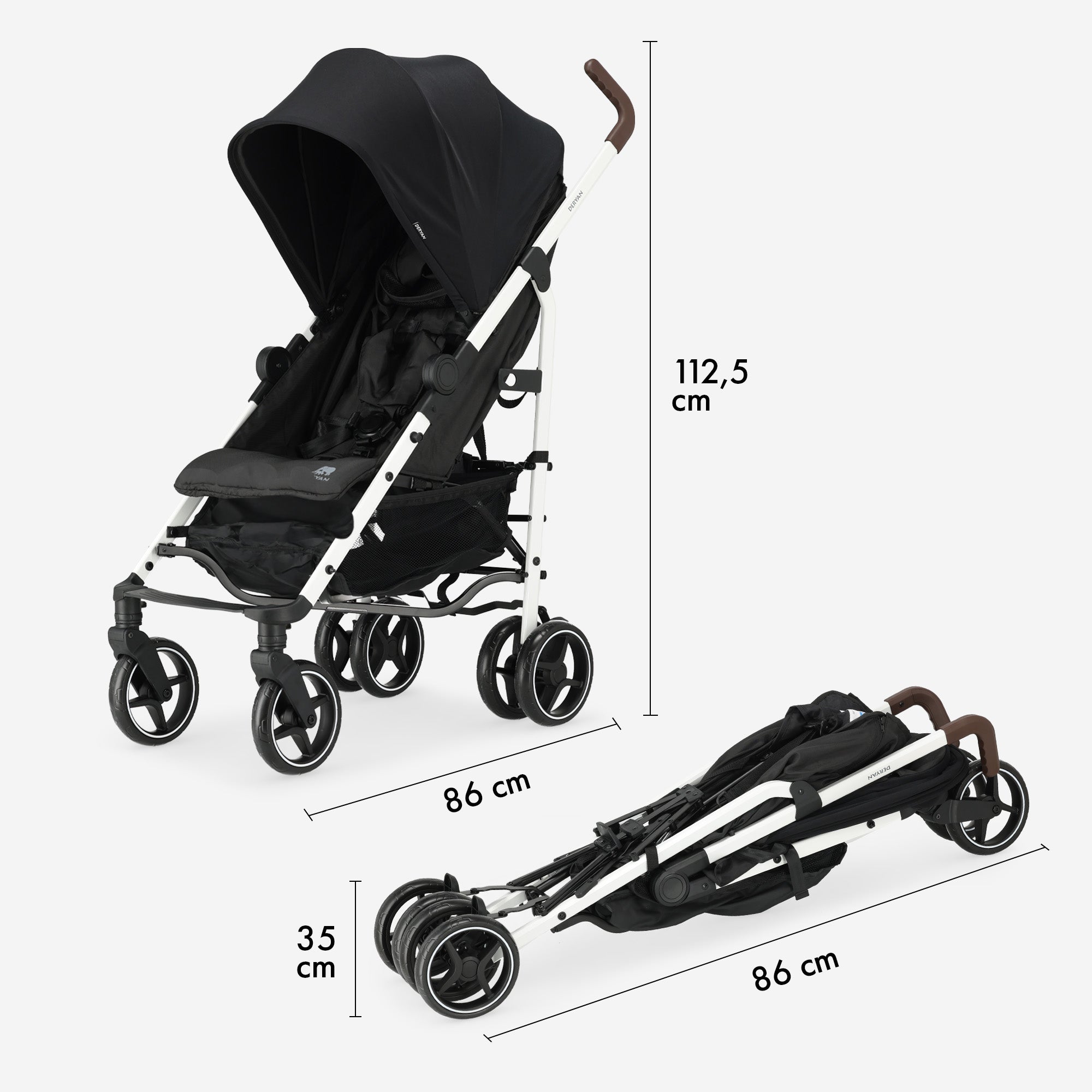 Bobbie Paraplu Buggy tot 22 kg - Wit Frame/Zwart