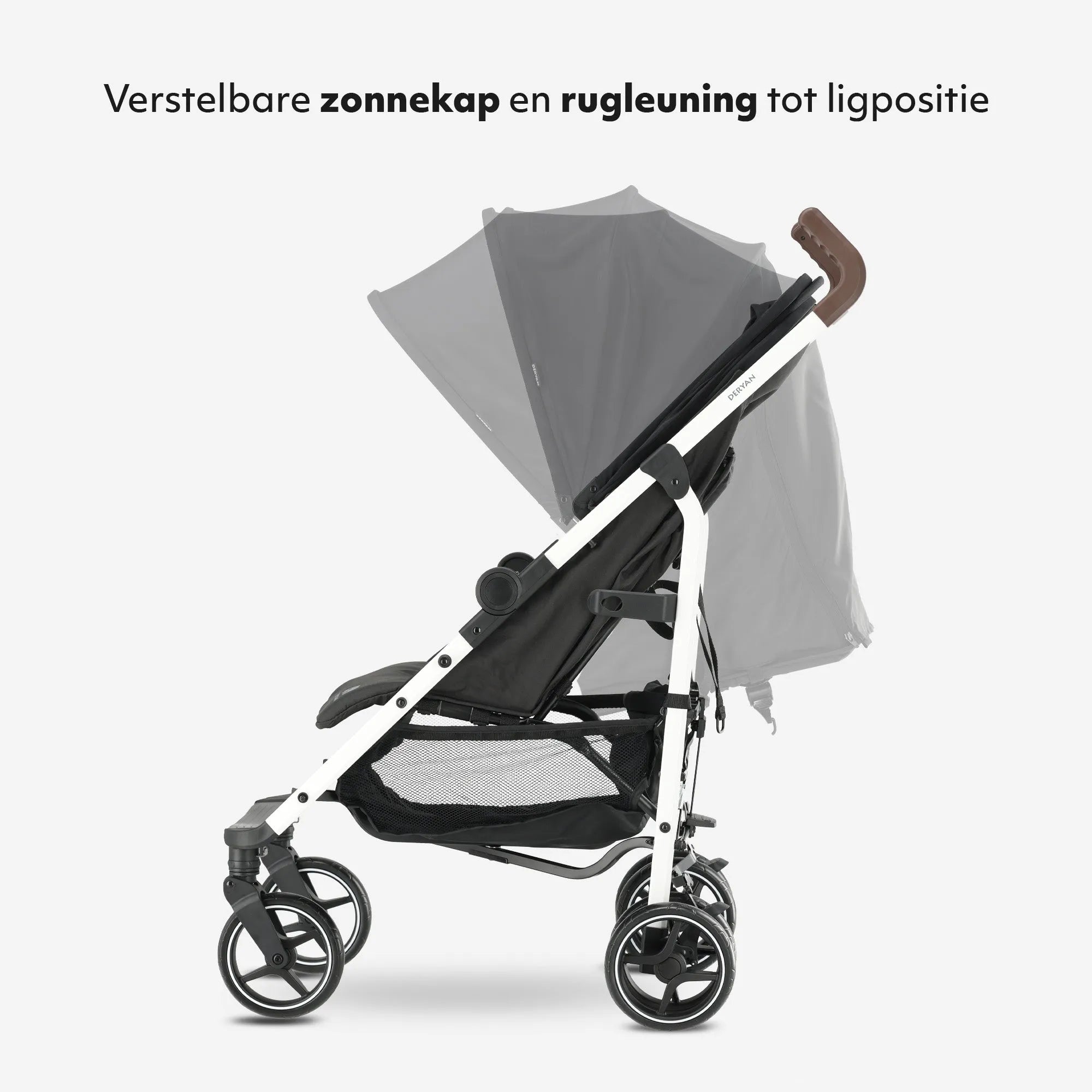 Bobbie - Paraplu Buggy - 5-Punts Gordel - Geschikt voor Kinderen tot 22 kg - Inclusief Muggennet - Zwart met Wit Frame