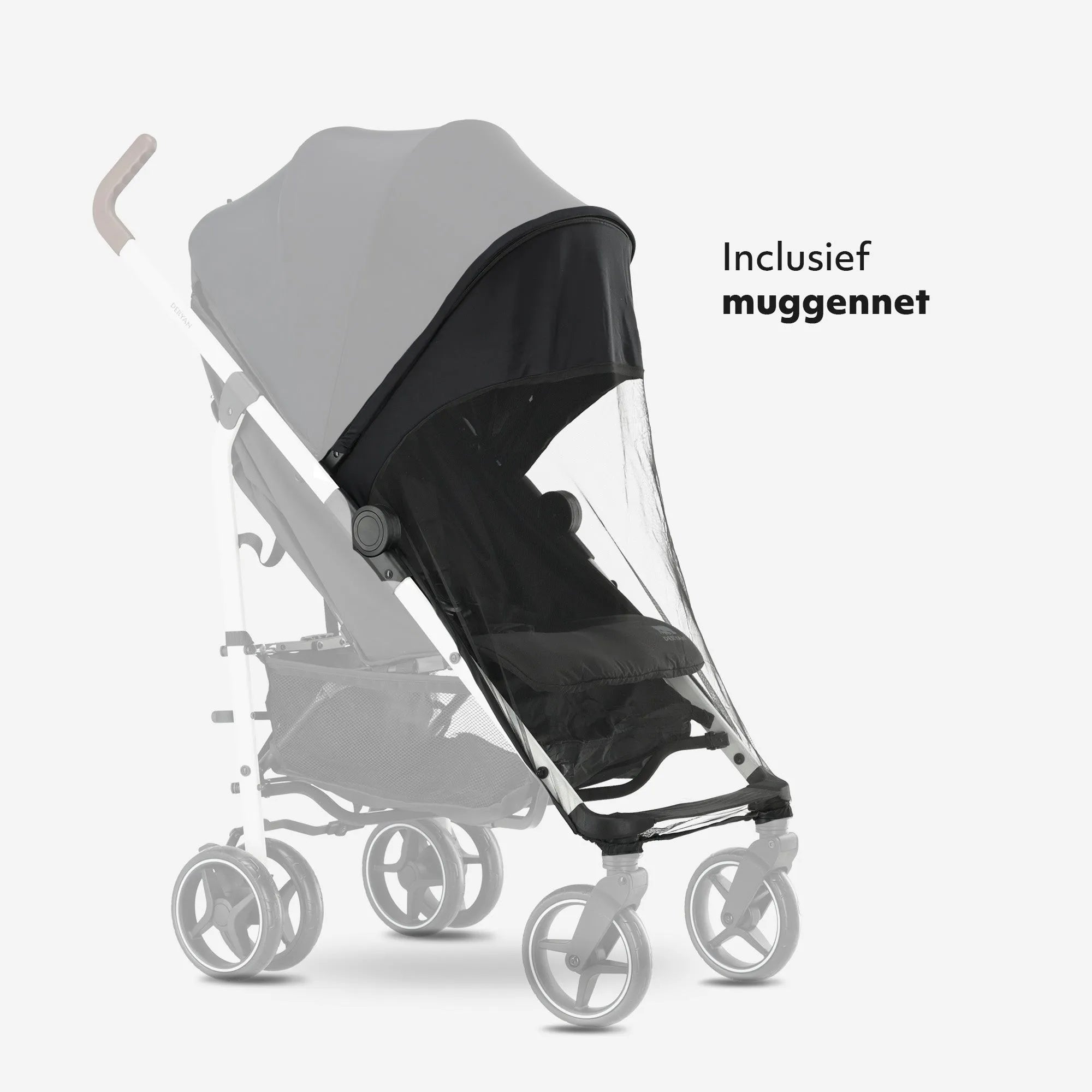 Bobbie - Paraplu Buggy - 5-Punts Gordel - Geschikt voor Kinderen tot 22 kg - Inclusief Muggennet - Zwart met Wit Frame