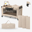 Believer Luxury Camping Bed "Nougat" with Base Riser—Compact, Foldable Travel Crib