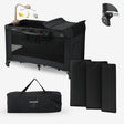Believer Luxury Camping Bed, Black, with Base Riser—Compact, Foldable Travel Crib