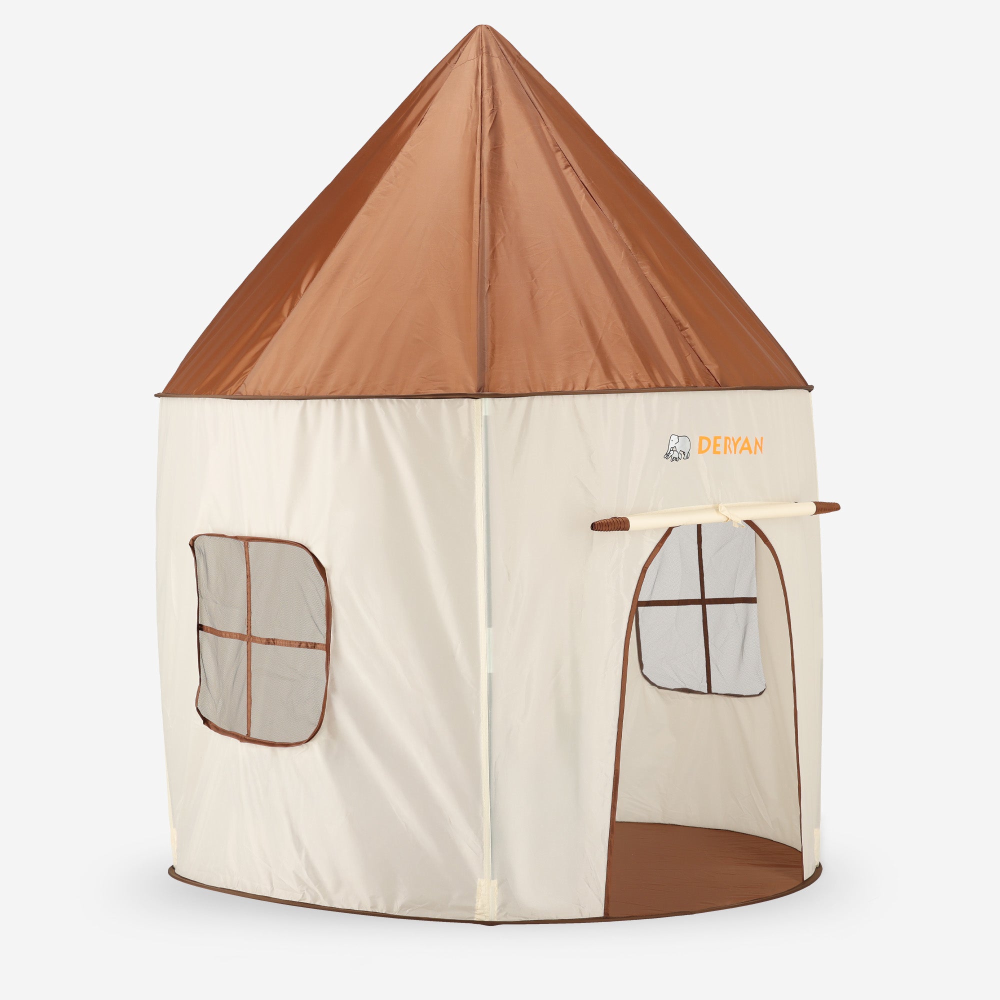 tente stand Spielzelt Beige Braun 3 Kinder