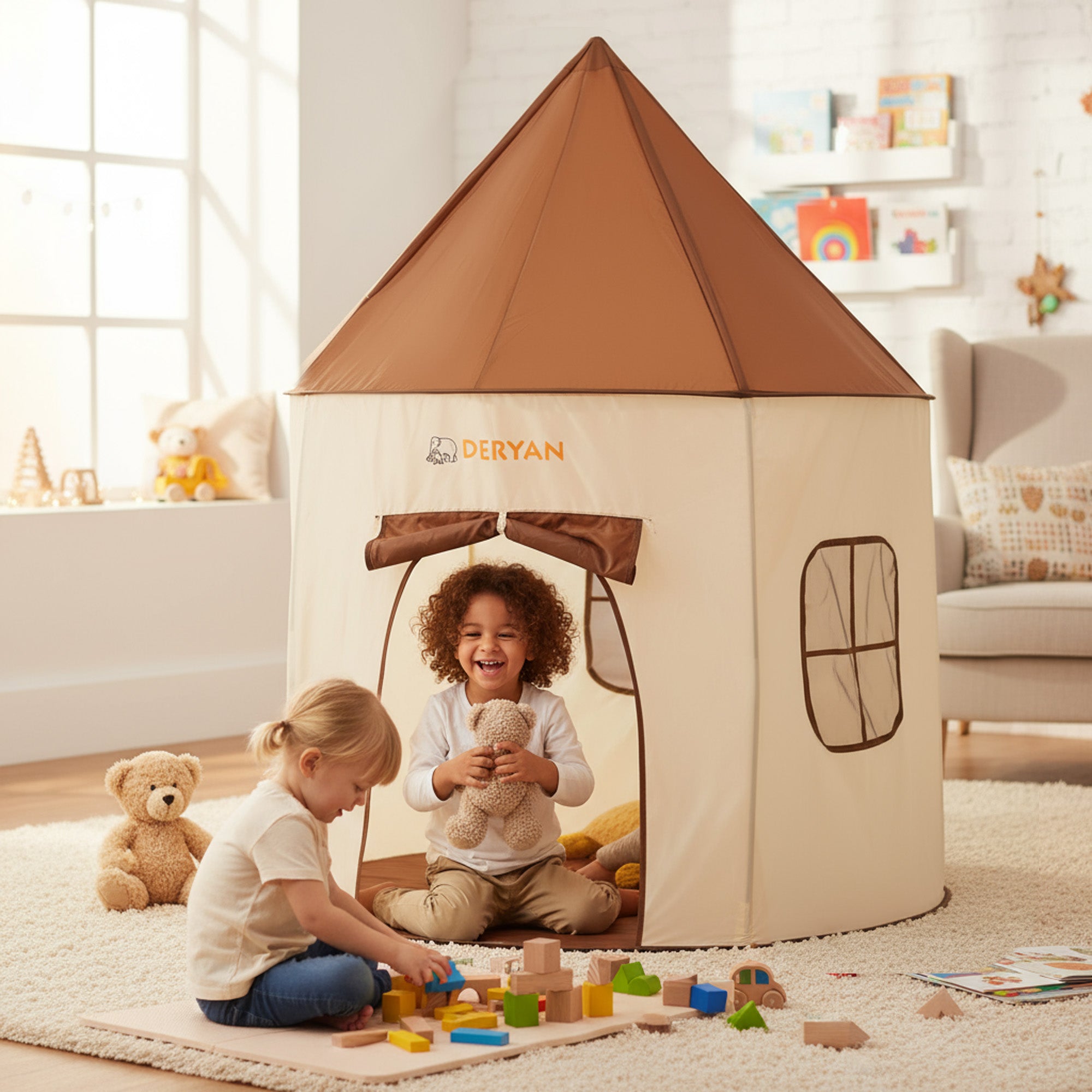 haus zelt kinder Spielzelt Beige Braun 3 LEROY MERLIN ESPAÑA NETRIVALS Schlumpf:Standard SoBuy Gartensessel OGS55, Verstellbarer