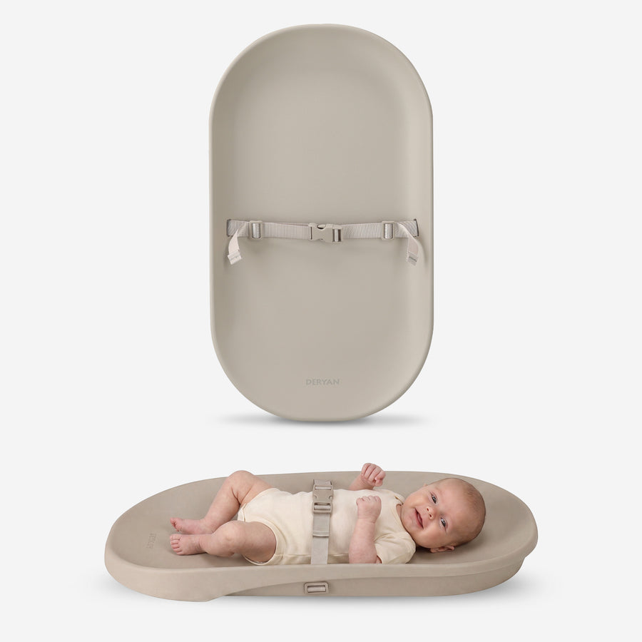 Cambiador y colchón para cambiar al bebé – Colchón cambiador multifuncional e impermeable con bordes elevados, espuma de PU antideslizante – Cómodo, seguro e higiénico, color topo