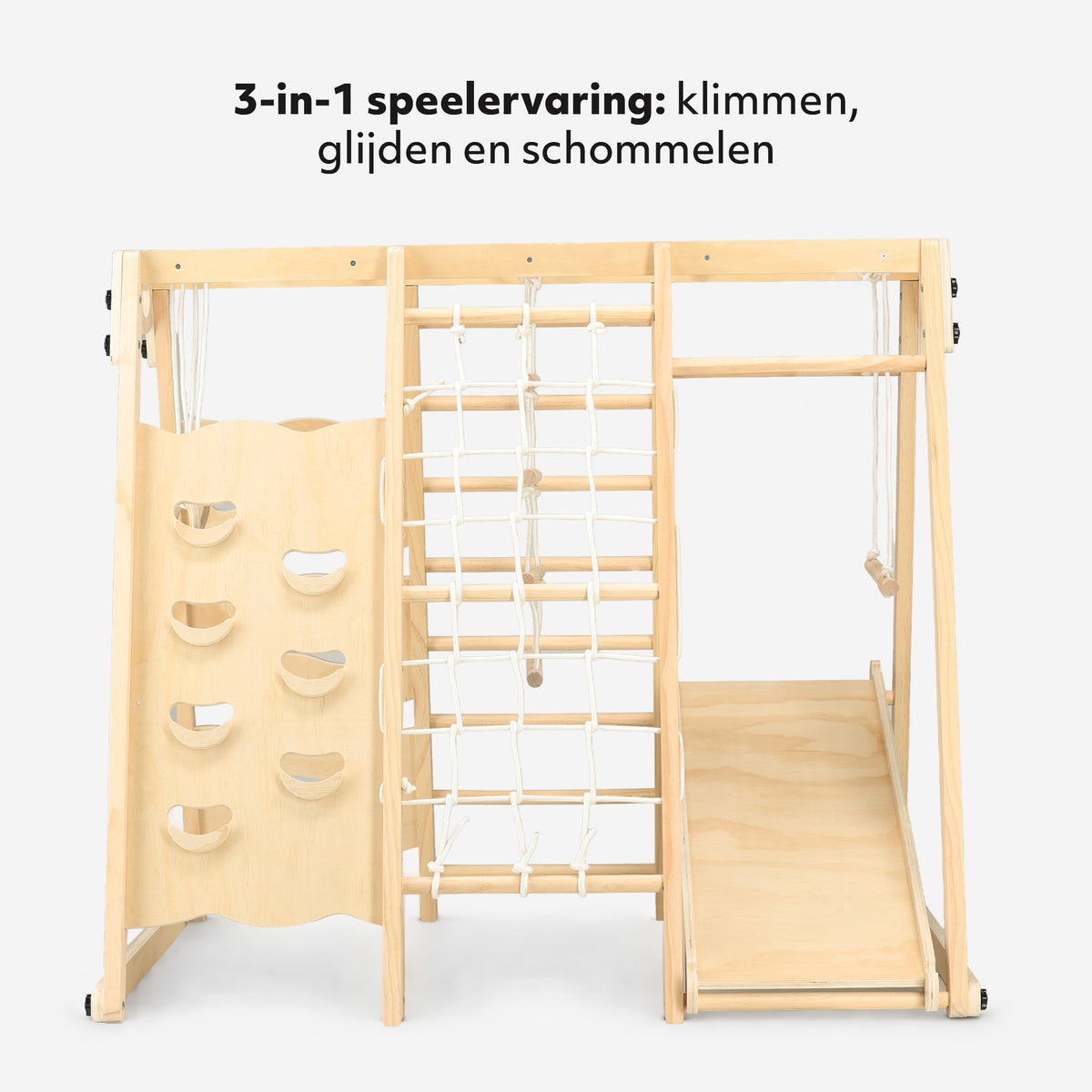 Mooiys Luxe XXL Klimrek Large met klimwand, klimnet, ringen en glijbaan