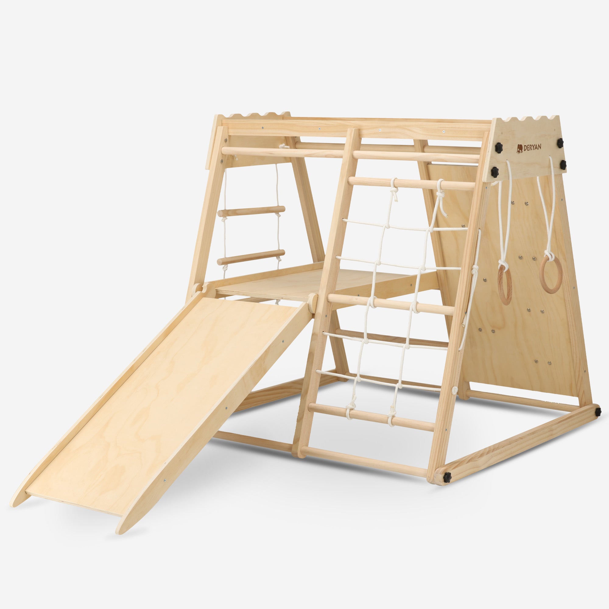 Luxury Wooden Play Climbing Rack - peeling device for children - With slide + Climbing Wall and Accessories