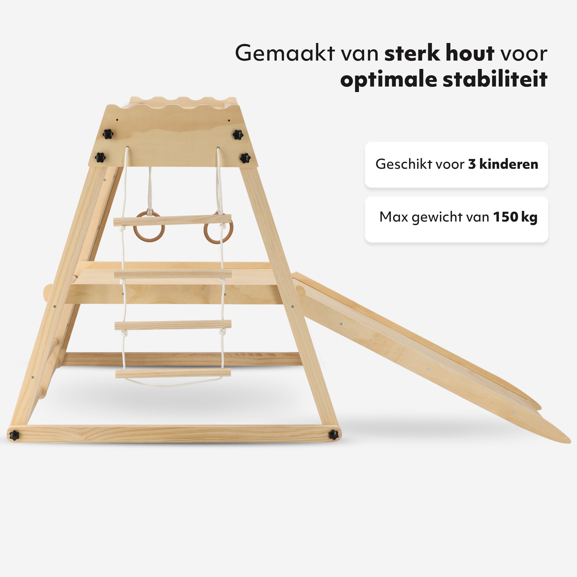 Luxury Wooden Play Climbing Rack - Children's Playground - With Slide + Climbing Wall and Accessories