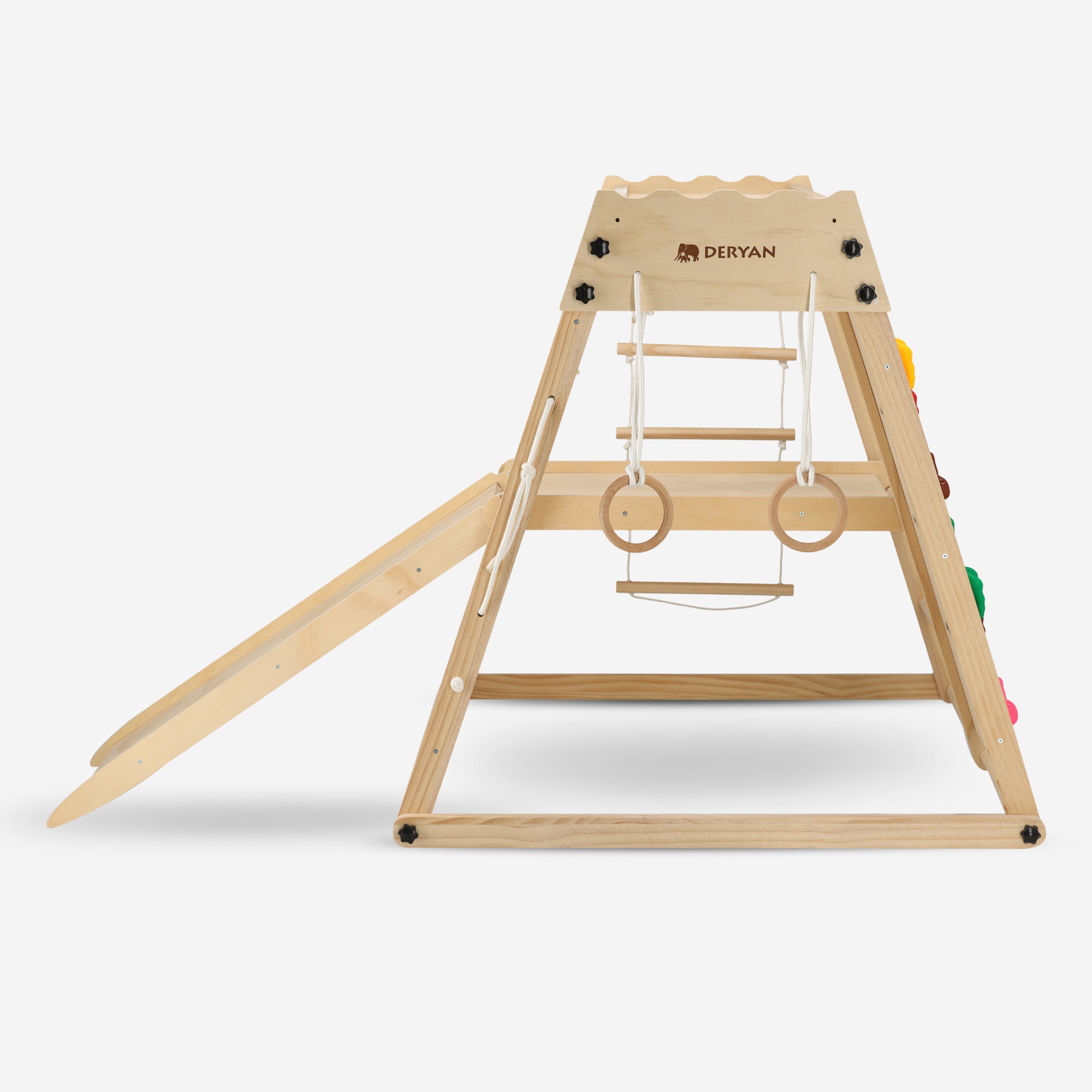 Luxury Wooden Play Climbing Rack - peeling device for children - With slide + Climbing Wall and Accessories