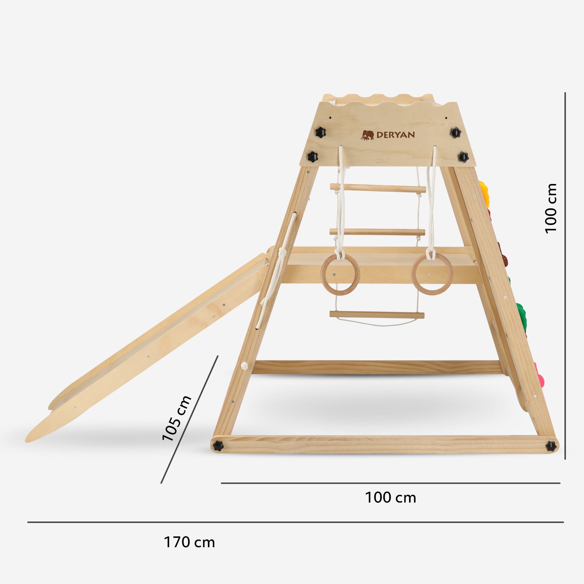 Luxury Wooden Play Climbing Rack - Children's Playground - With Slide + Climbing Wall and Accessories