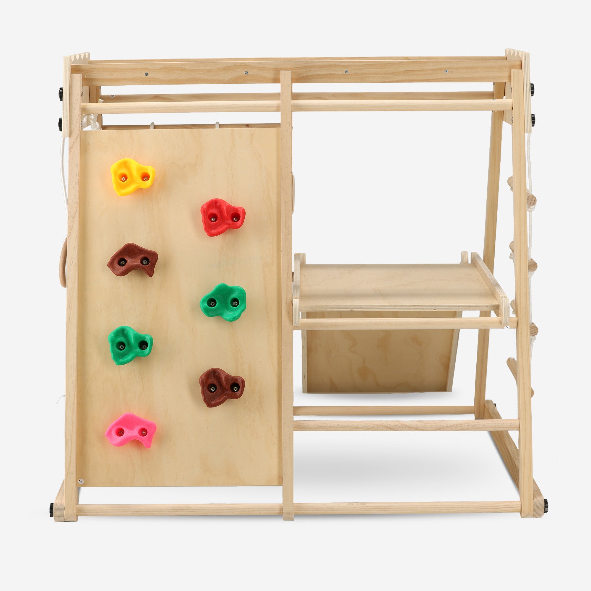 Luxury Wooden Play Climbing Rack - Children's Playground - With Slide + Climbing Wall and Accessories