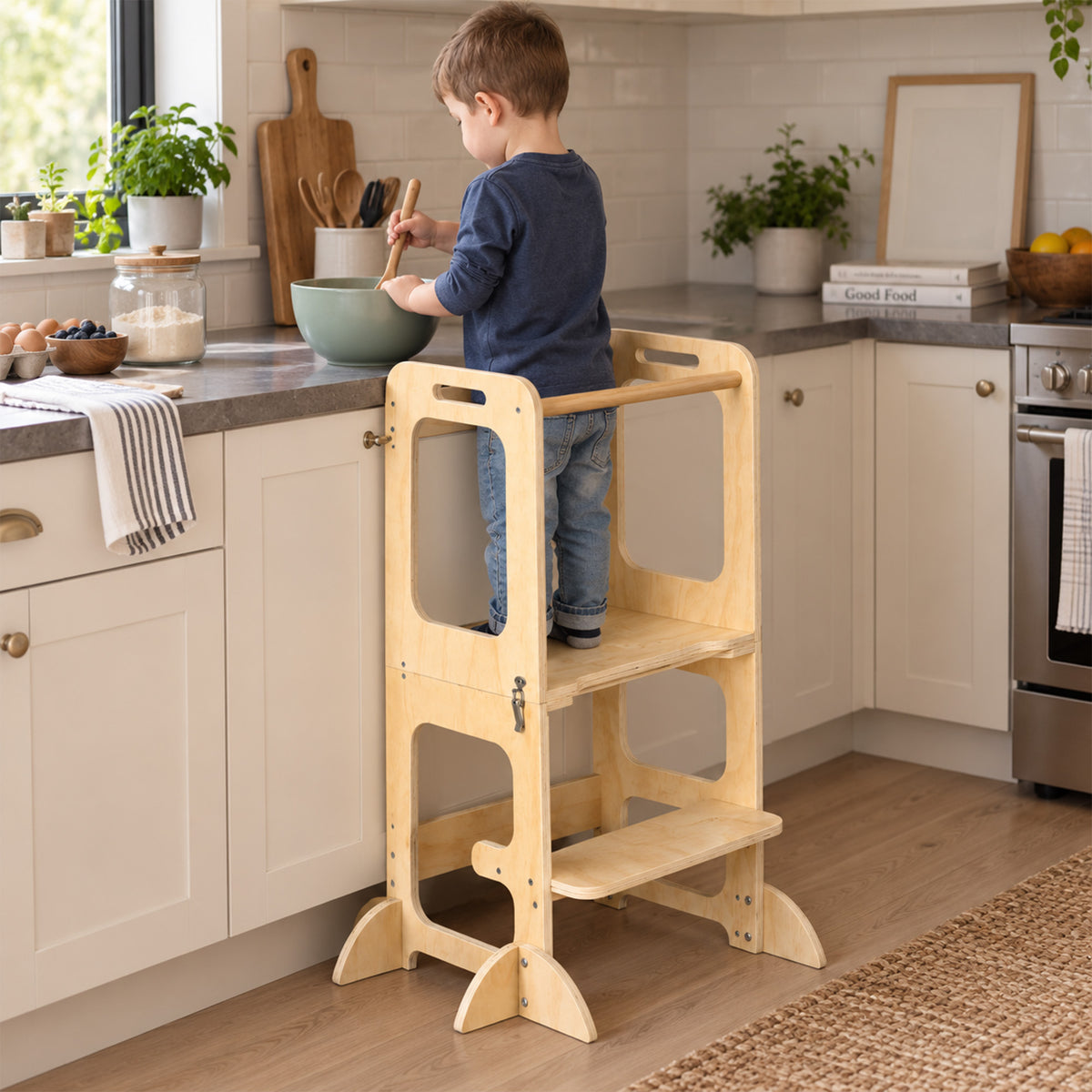 Luxe Houten Leertoren 4-in-1 met Tekenbord en Speeltafel