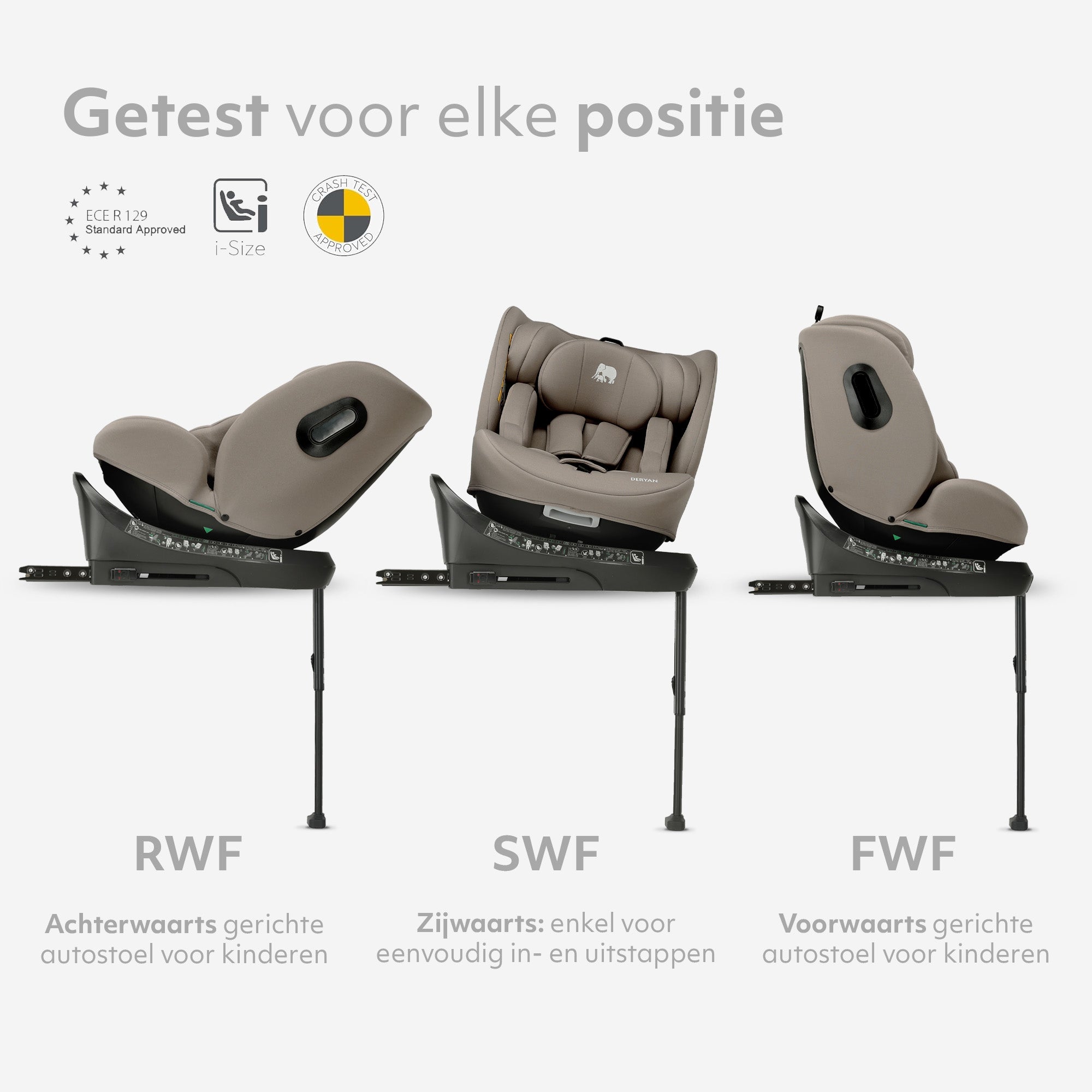 Carly Luxe i-Size Car Seat - 0-36 kg - Isofix + support leg - 360° rotatable - Truffle Sand