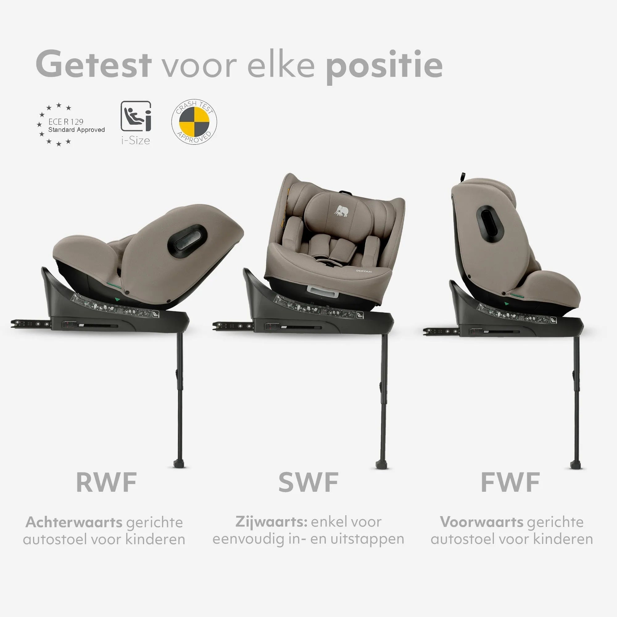 Carly Luxe i-Size Car Seat - 0-36 kg - Isofix + support leg - 360° rotatable - Truffle Sand