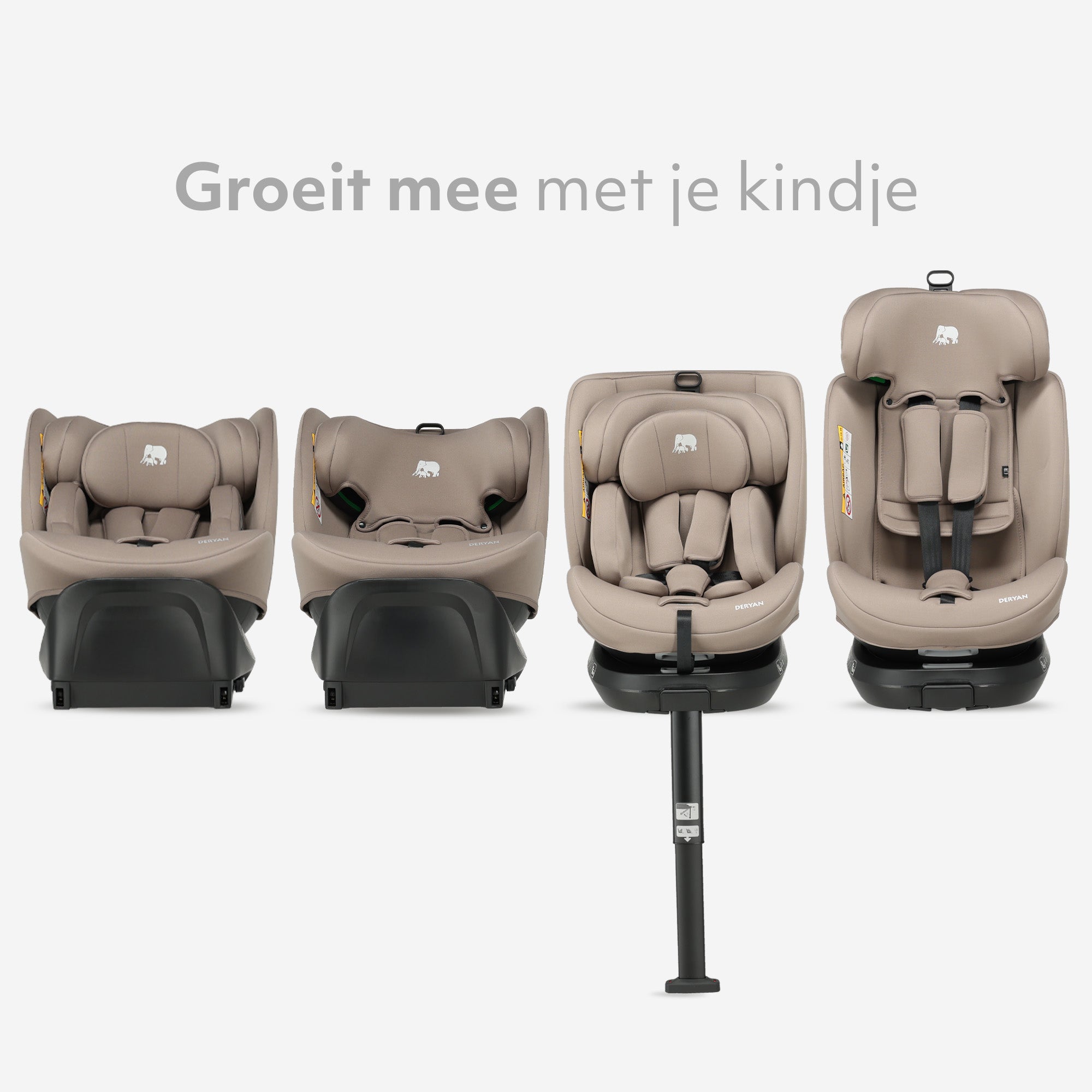 Carly Luxe i-Size Autostoel - 0-36kg - Isofix + steunpoot - 360 draaibaar - Nougat