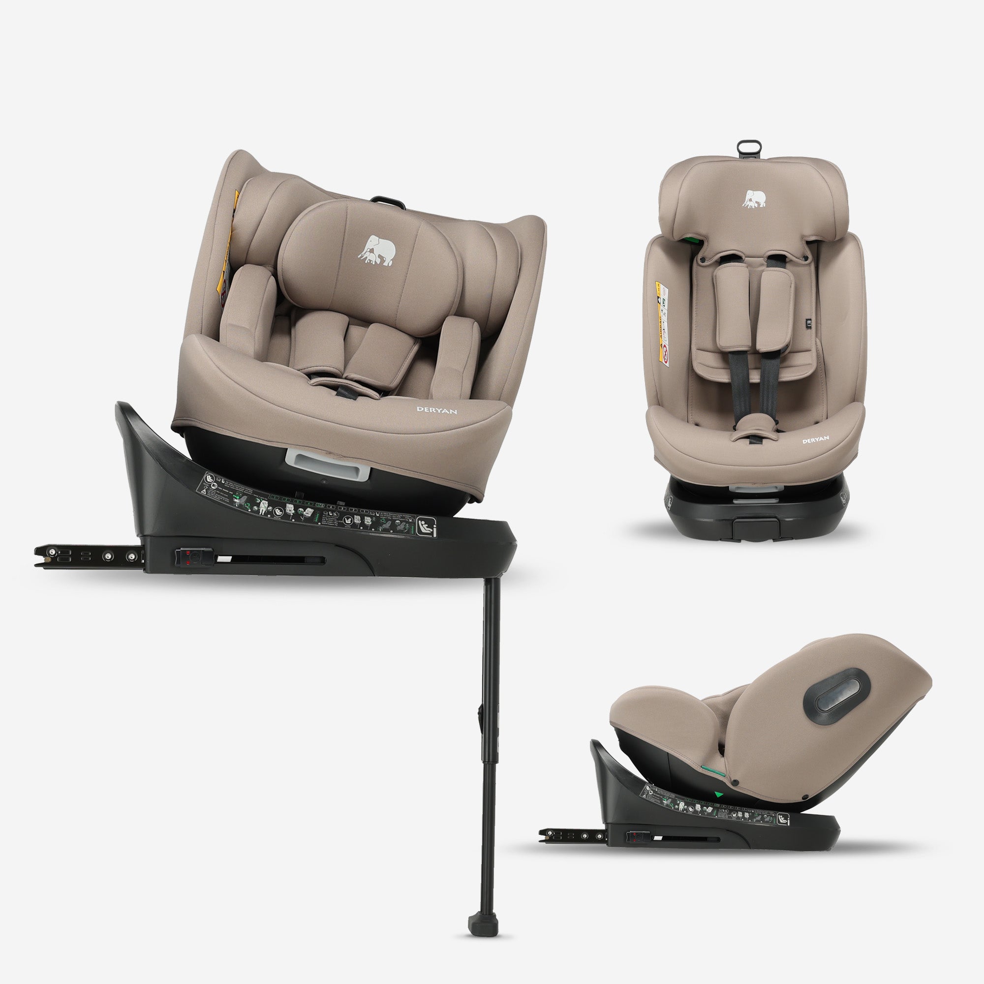 Carly Luxe i-Size Autostoel - 0-36kg - Isofix + steunpoot - 360 draaibaar - Nougat