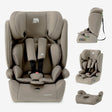DERYAN Basic i-Size-autostol 76–150 cm i farven Truffle Nougat med dyb sæde og et design, der vokser med barnet