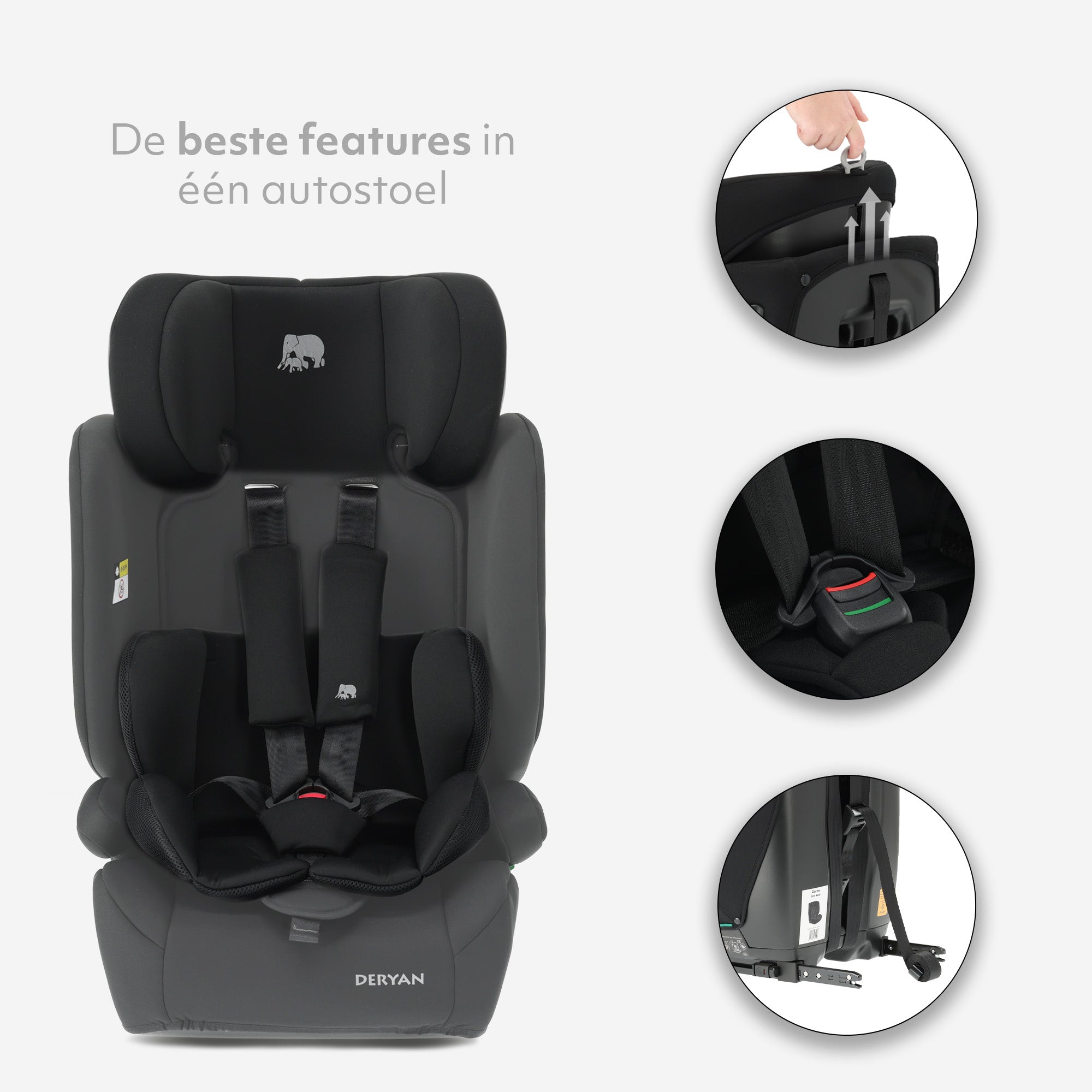 Carter Luxe i-Size/isofix Car Seat 76-150 cm - 9-36 kg - Deep seat - Adjustable headrest - Safety systems - Easy to clean - Group 1/2/3