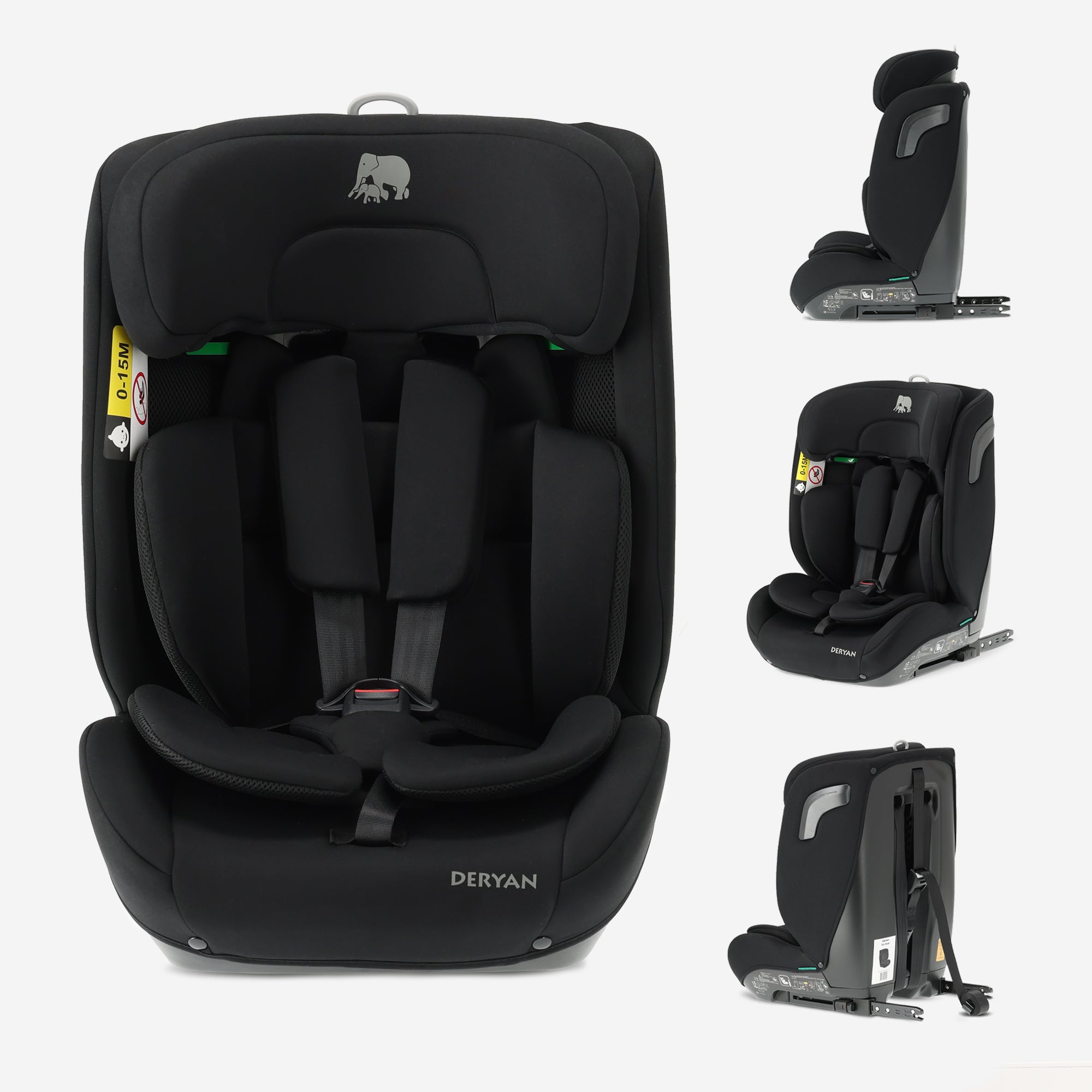 Carter Luxe i-Size/Isofix bilsete 76–150 cm – 9–36 kg – Dypt sete – Justerbar nakkestøtte – Sikkerhetssystemer – Lett å rengjøre – Gruppe 1/2/3