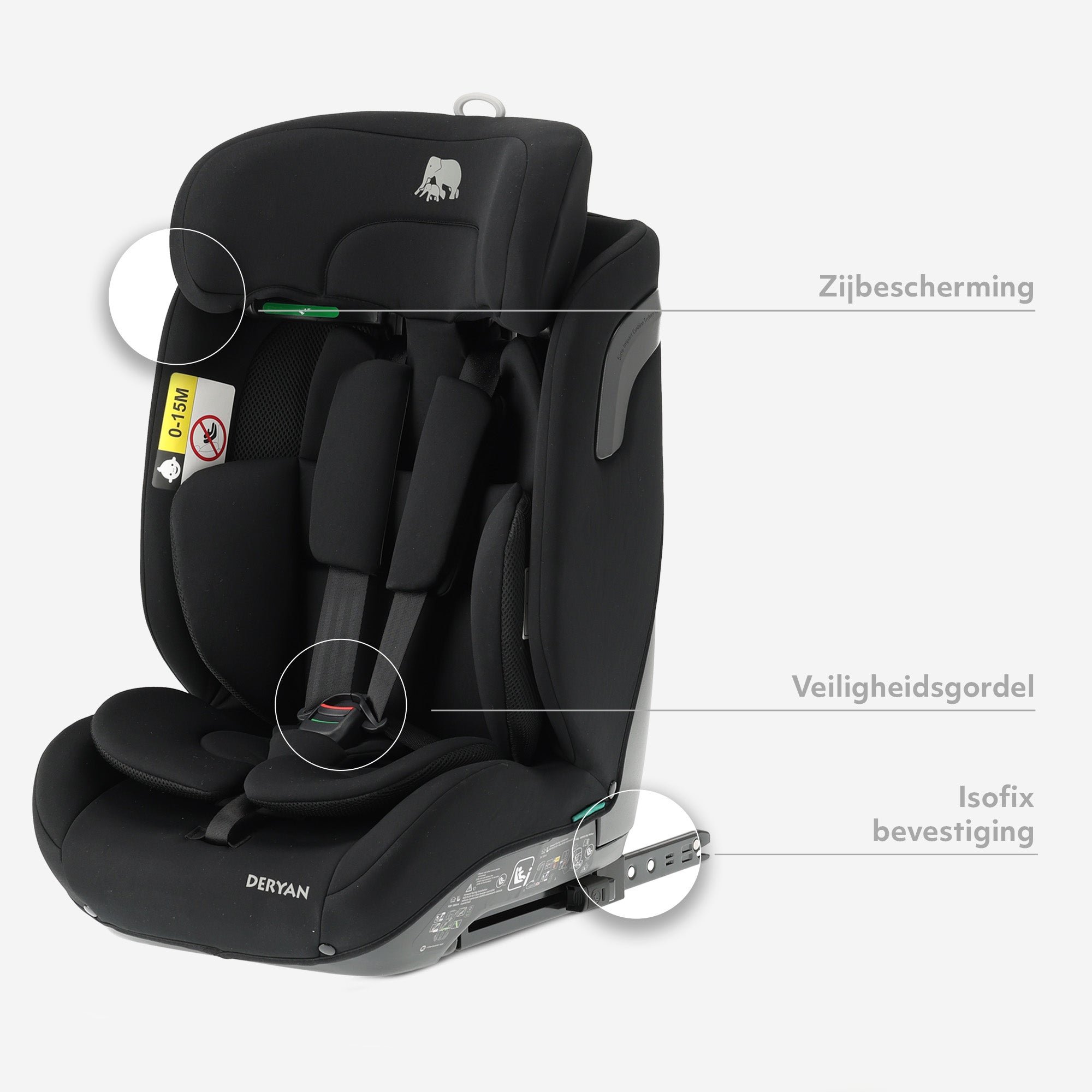 Carter Luxe i-Size/isofix Car Seat 76-150 cm - 9-36 kg - Deep seat - Adjustable headrest - Safety systems - Easy to clean - Group 1/2/3