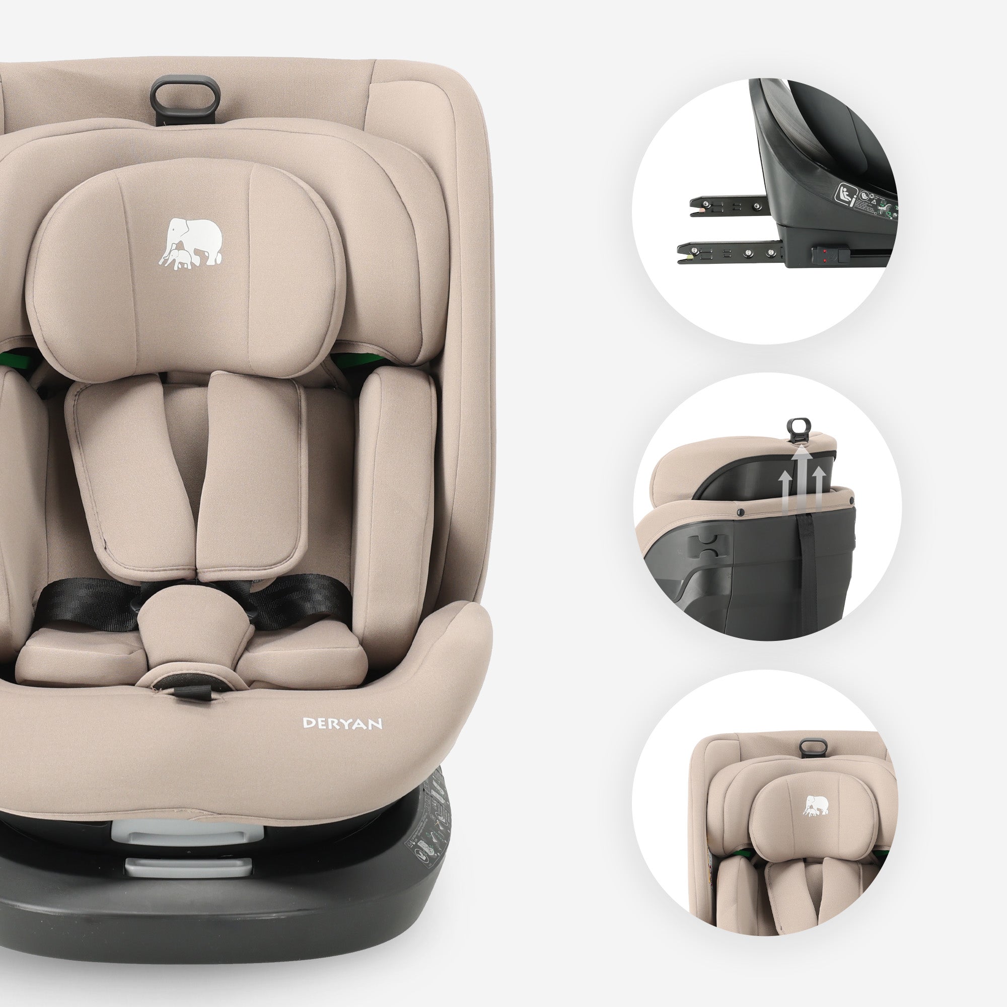 Cassie Luxe I-size Autostoel - Groep 0-1-2-3 - Isofix - Draaibaar 360° - Nougat
