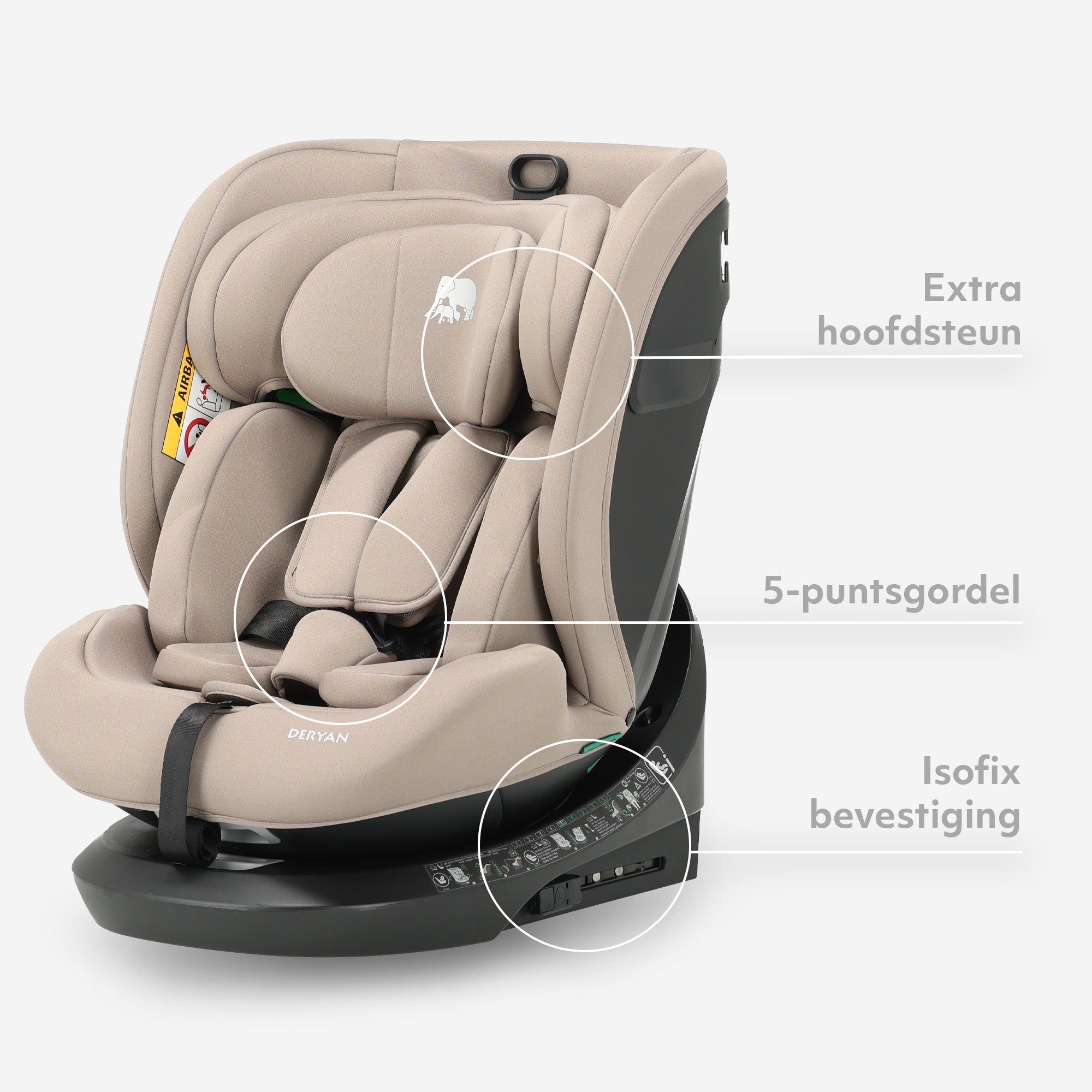 Cassie Luxe I-size Autostoel - Groep 0-1-2-3 - Isofix - Draaibaar 360° - Nougat
