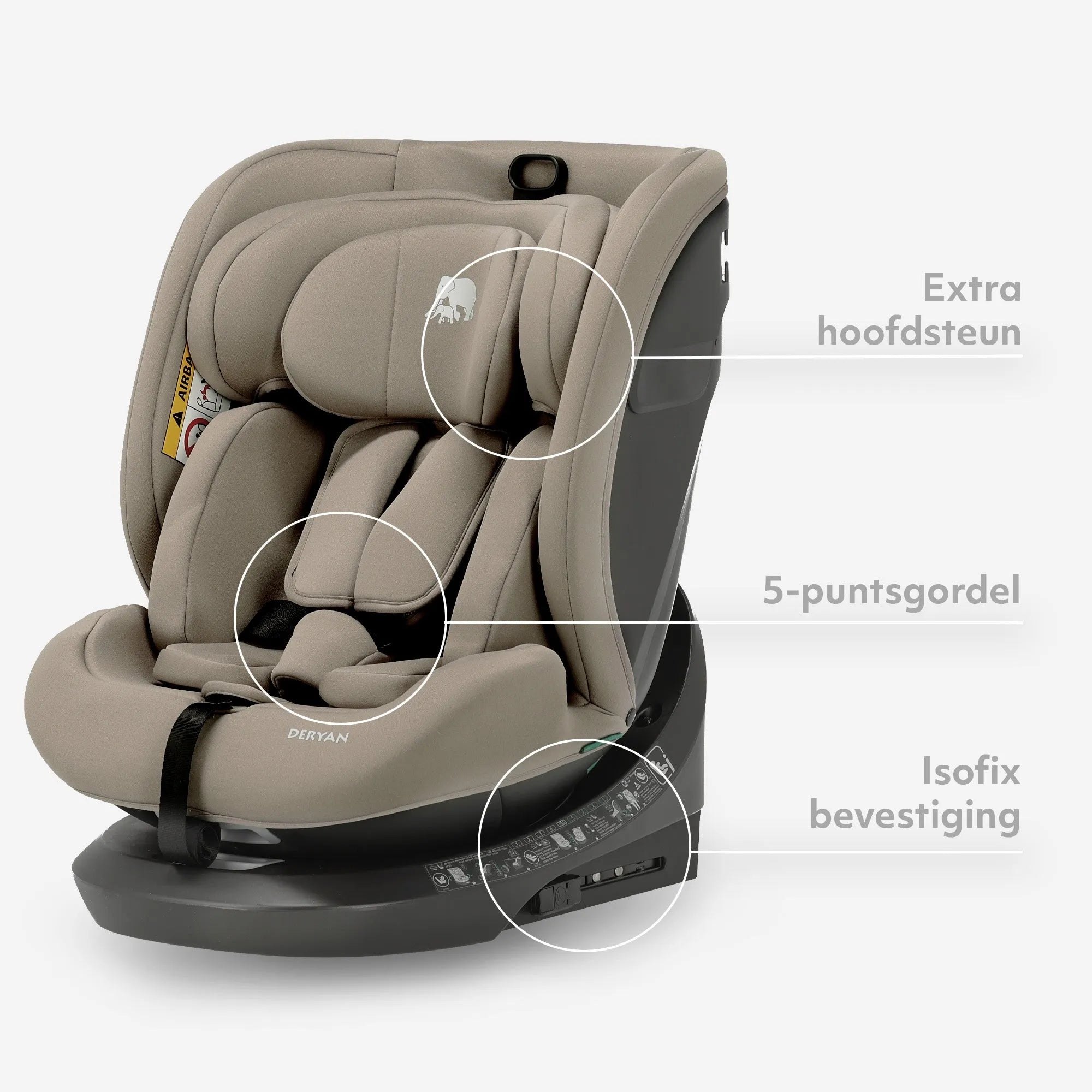 Cassie Luxe i-Size/Isofix 360° Car Seat 40–150 cm – 0–36 kg – Truffle Sand