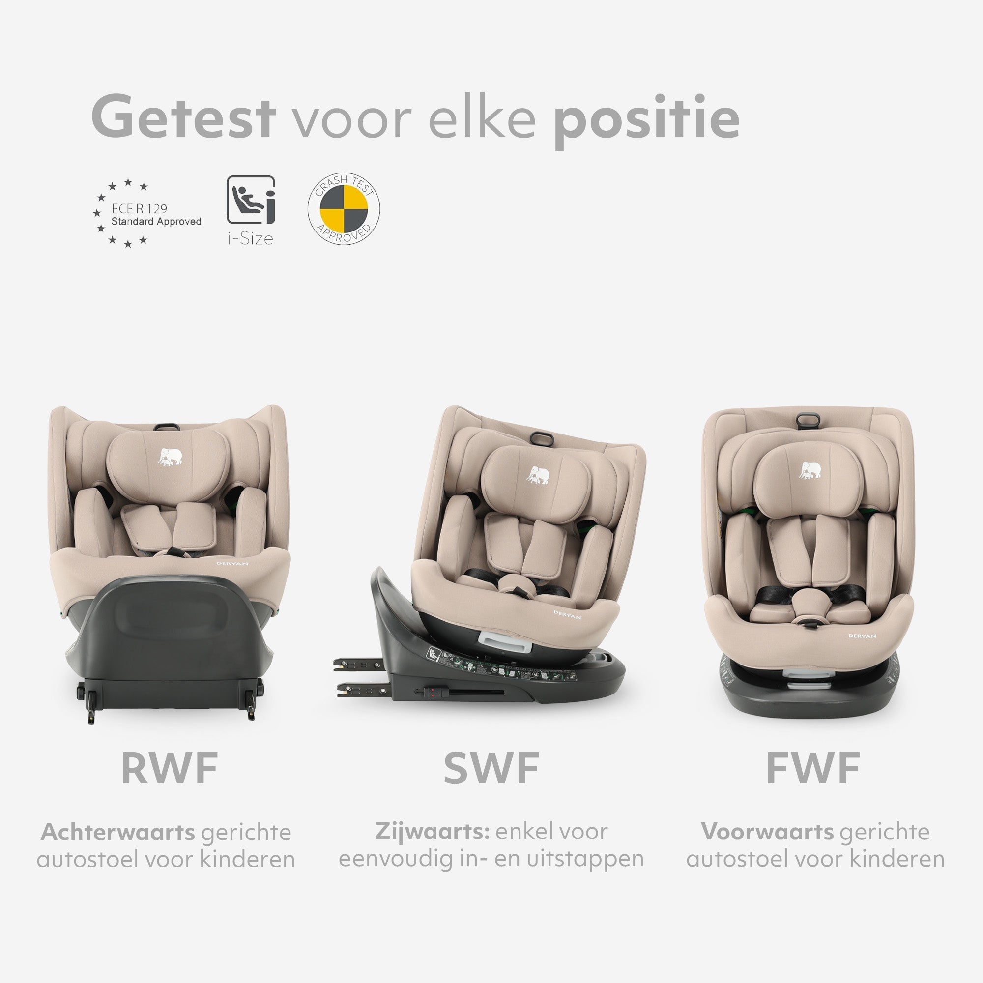 Cassie Luxe I-size Autostoel - Groep 0-1-2-3 - Isofix - Draaibaar 360° - Nougat