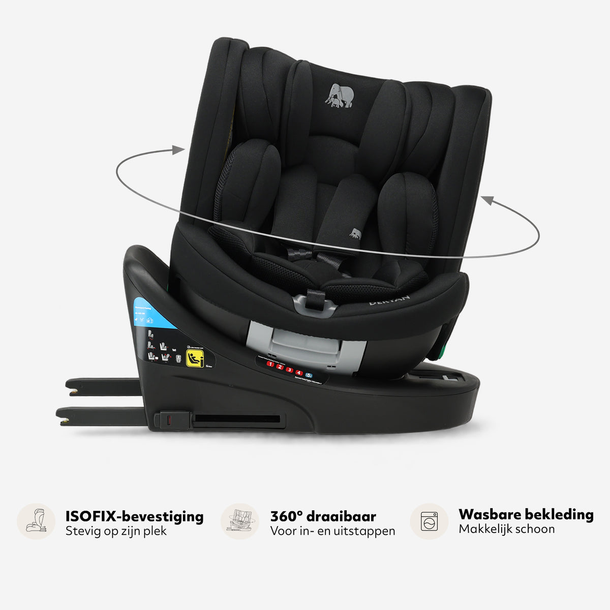 Chase Luxe i-Size bilsete 0-36 kg Isofix 360° - svart