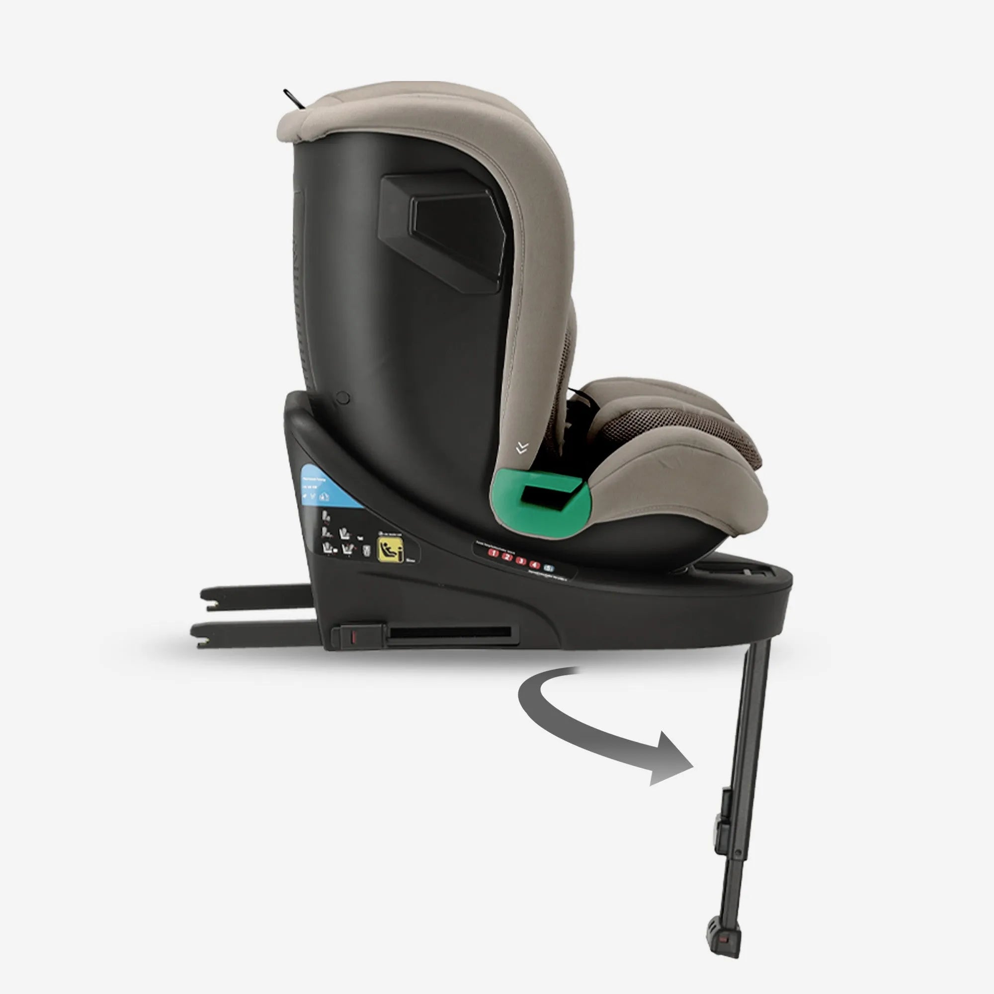 Chase Luxe i-Size/Isofix 360°-Stützfuß-Autokindersitz 40–150 cm – 0–36 kg – Truffle Sand