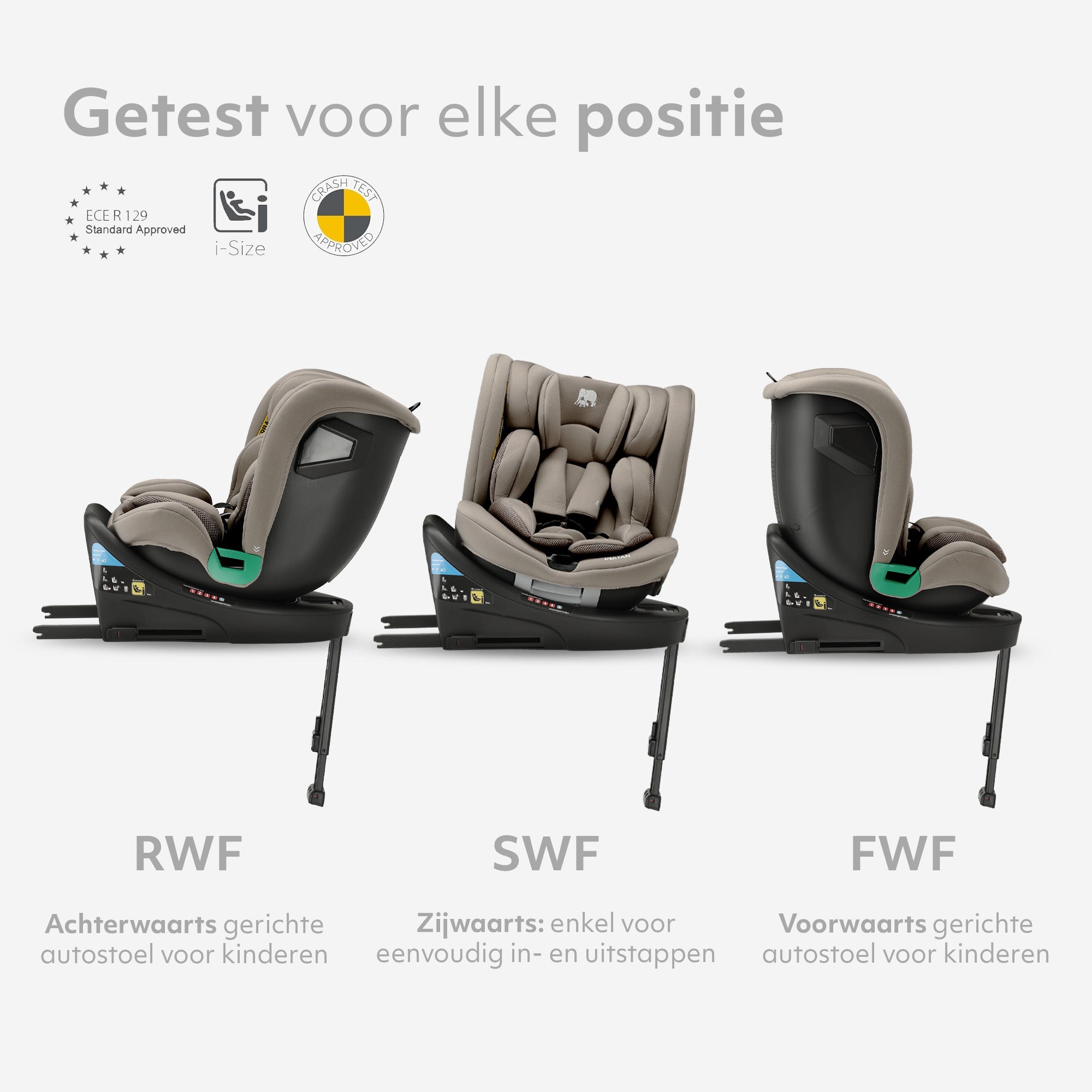 Chase Luxe i-Size/Isofix 360° Support Leg Car Seat 40–150 cm – 0–36 kg – Truffle Sand