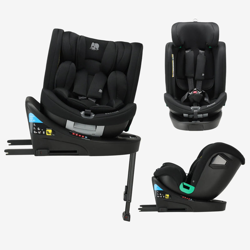 Chase Luxe i-Size-Autokindersitz – 0–36 kg – Isofix-Stützfuß – um 360° drehbar – Schwarz