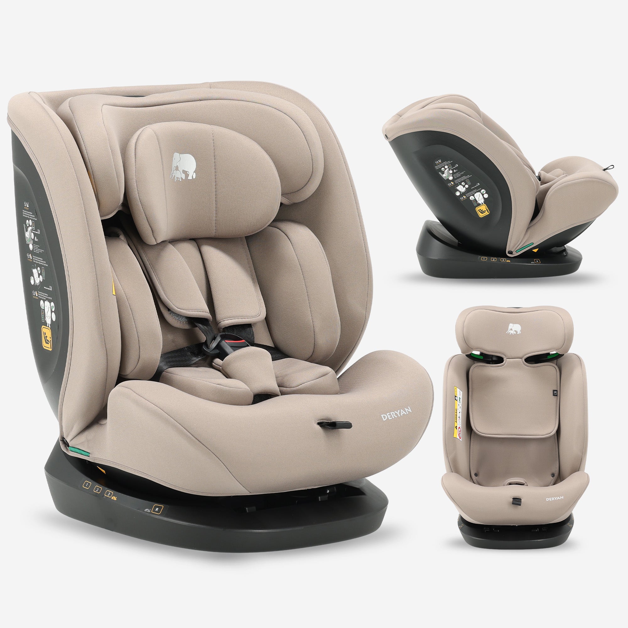 Clyde I-Size Autostoel - Geschikt vanaf 40 tot 150 cm - Groep 0/1/2/3 - Te bevestigen met gordel - Nougat