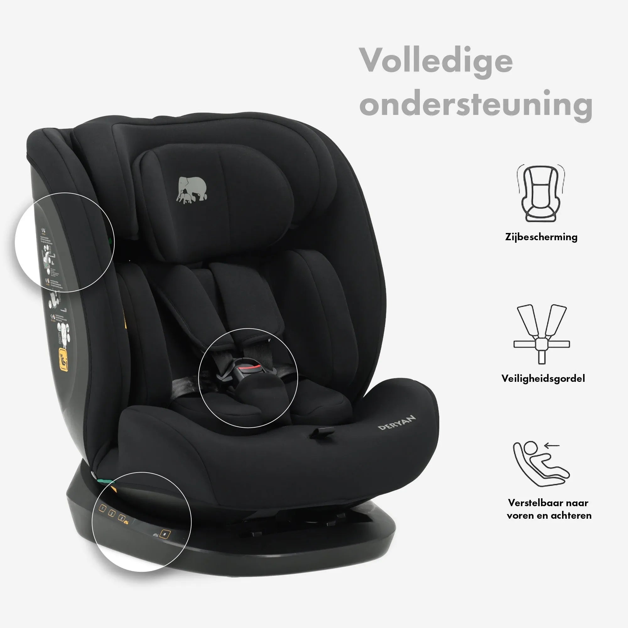 Clyde I-Size Car Seat - Suitable from 40 to 150 cm - Group 0/1/2/3 - Attaches with belt
