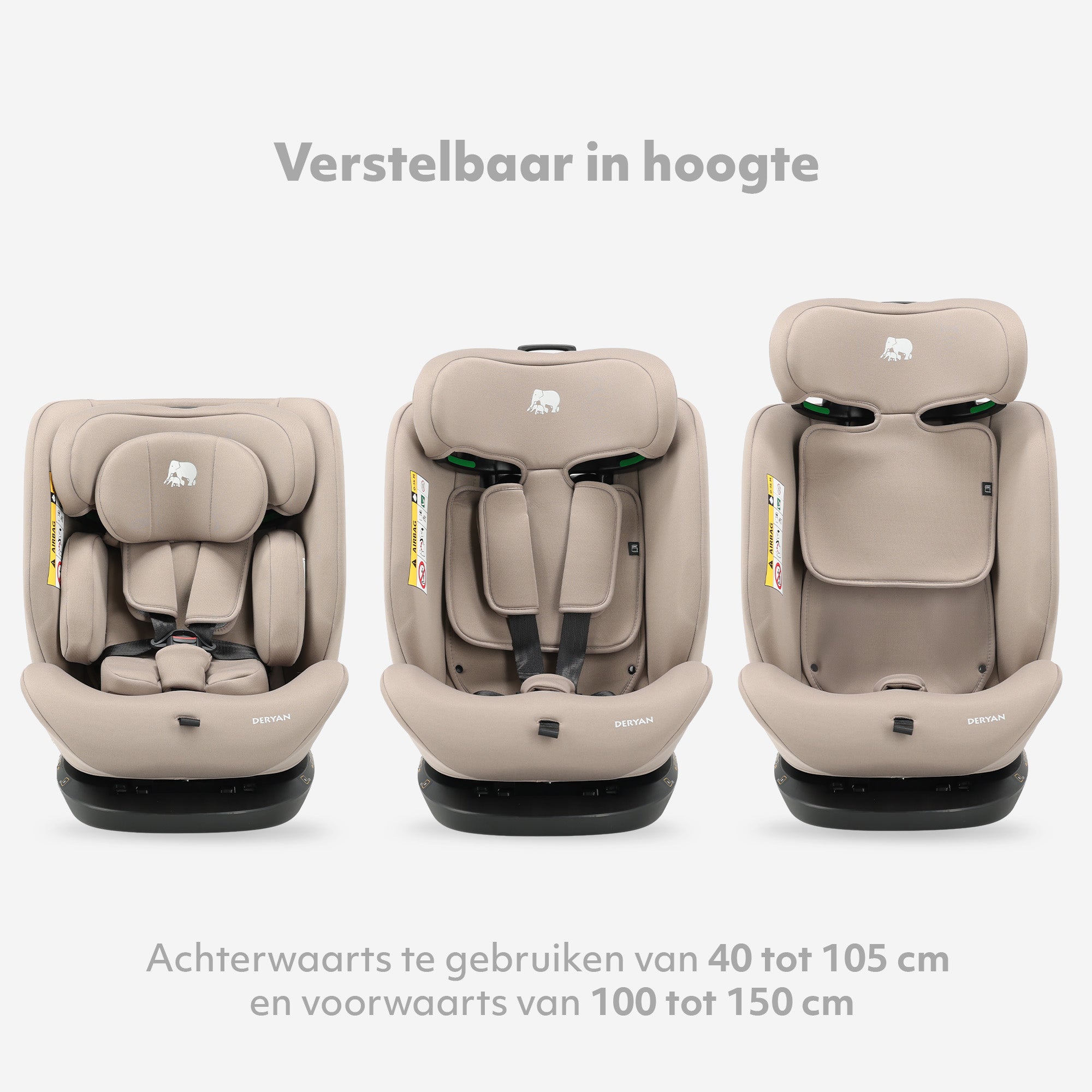 Clyde I-Size Autostoel - Geschikt vanaf 40 tot 150 cm - Groep 0/1/2/3 - Te bevestigen met gordel - Nougat