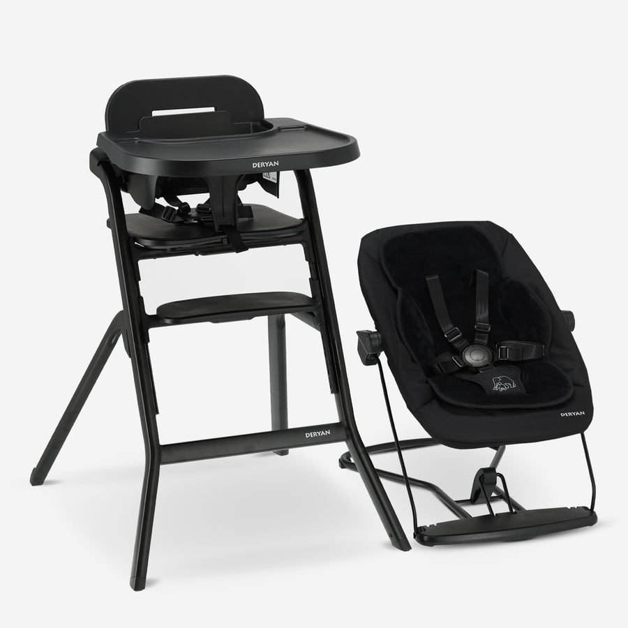 Ensemble de chaise haute Curve pour enfant avec transat et coussin d'assise - Noir