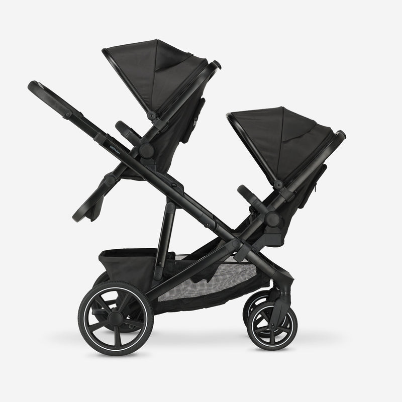 Evy² Duo Kinderwagen Schwarz, zweisitzig