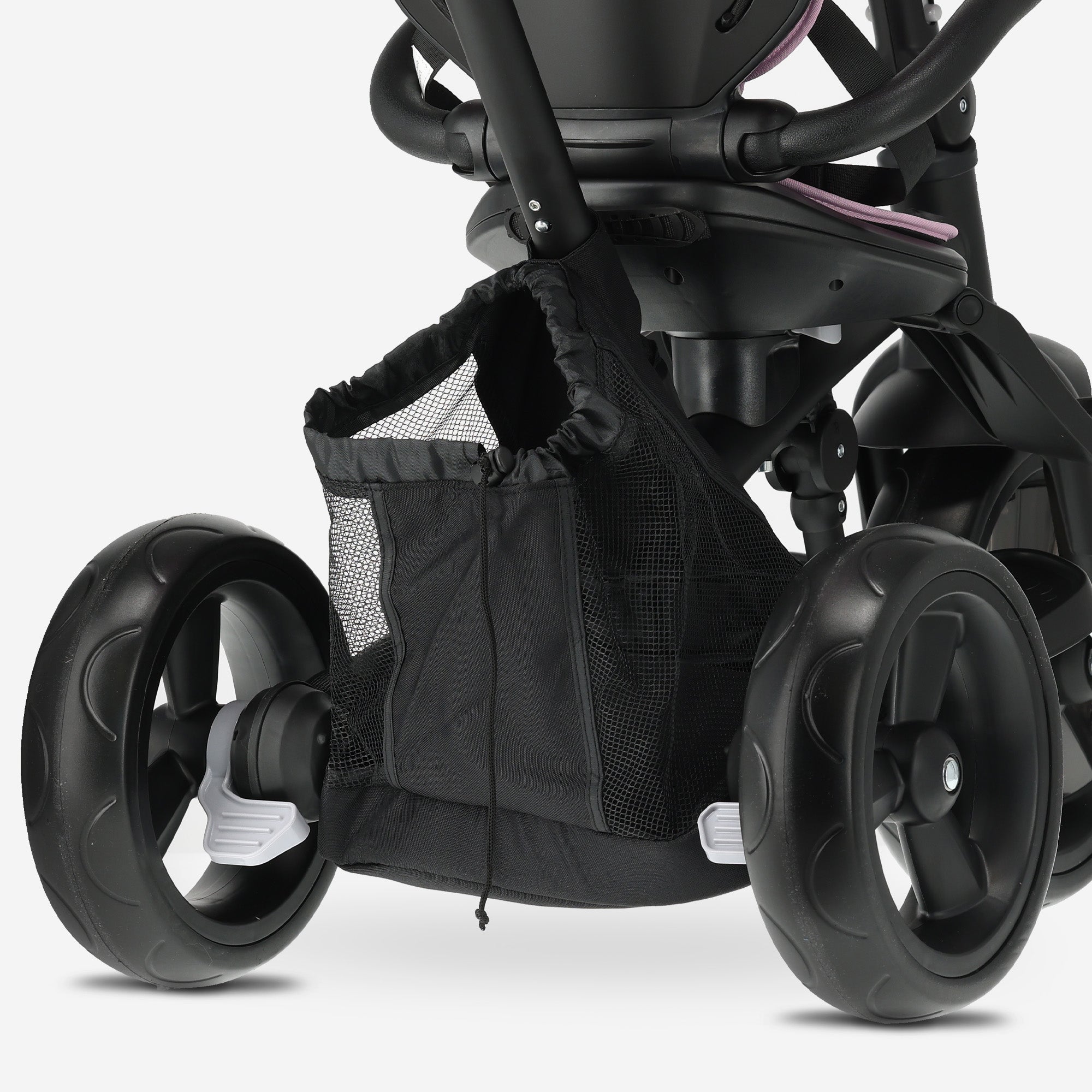 Explorer Luxe Driewieler met duwstang - Opvouwbaar met mandje roze