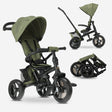 Tricycle pliable DERYAN Luxe vert, avec poignée de poussée et panier avant, adapté aux enfants de 10 à 36 mois