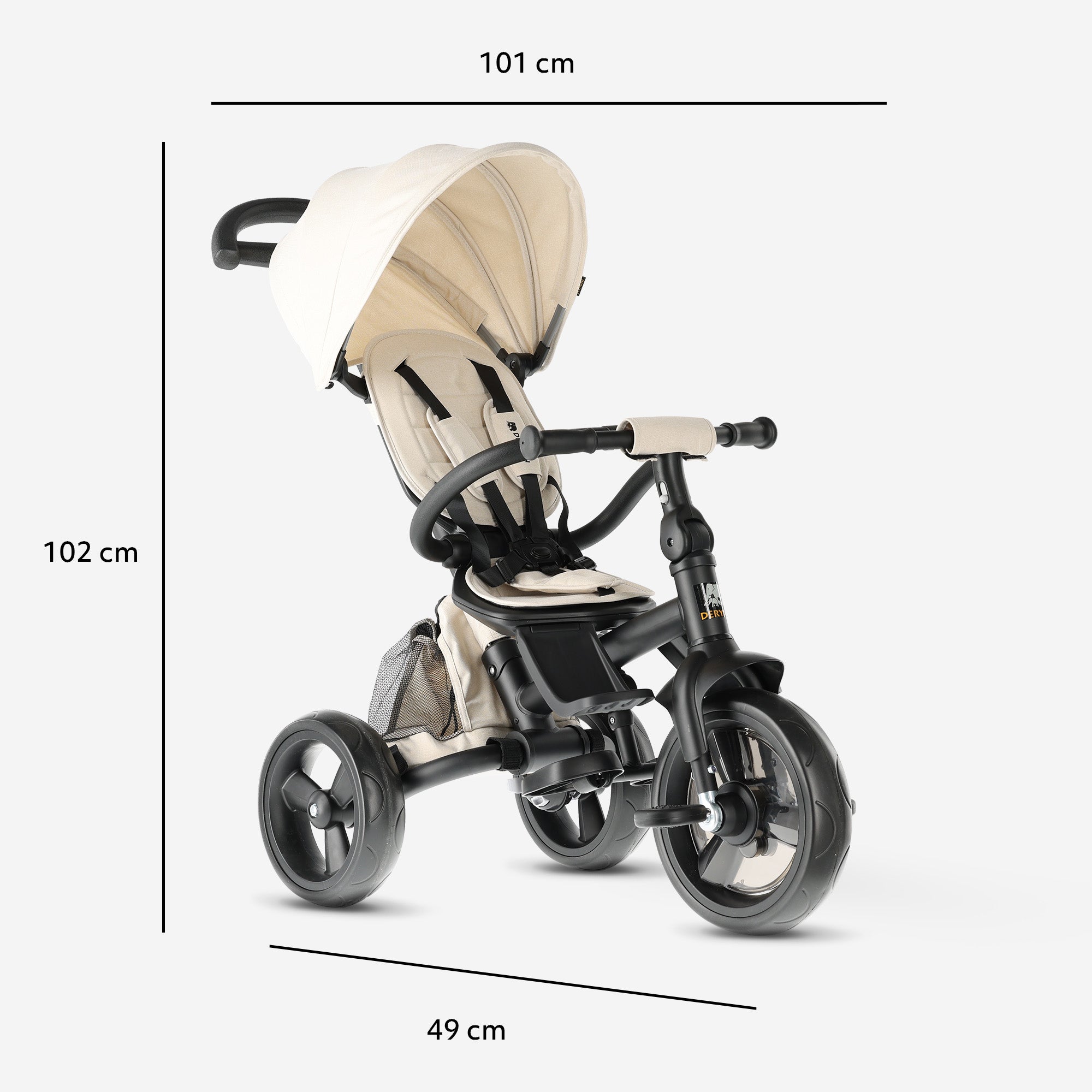 Tricycle DERYAN Explorer Crème Tricycle Élégant et Sûr pour Enfants