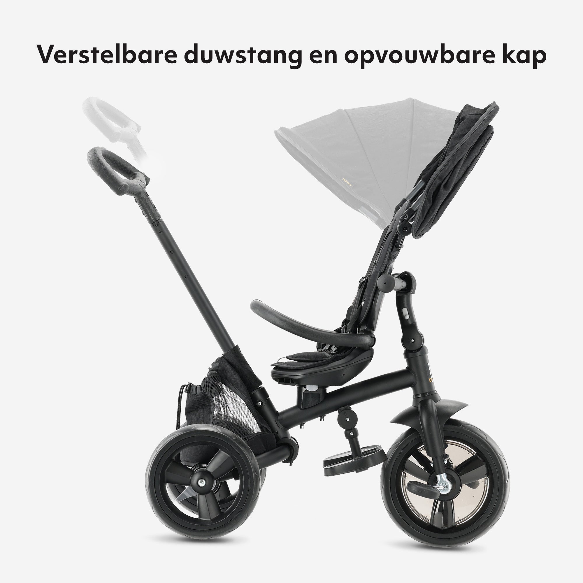 Explorer Luxe Tricycle with push bar - Foldable with basket black