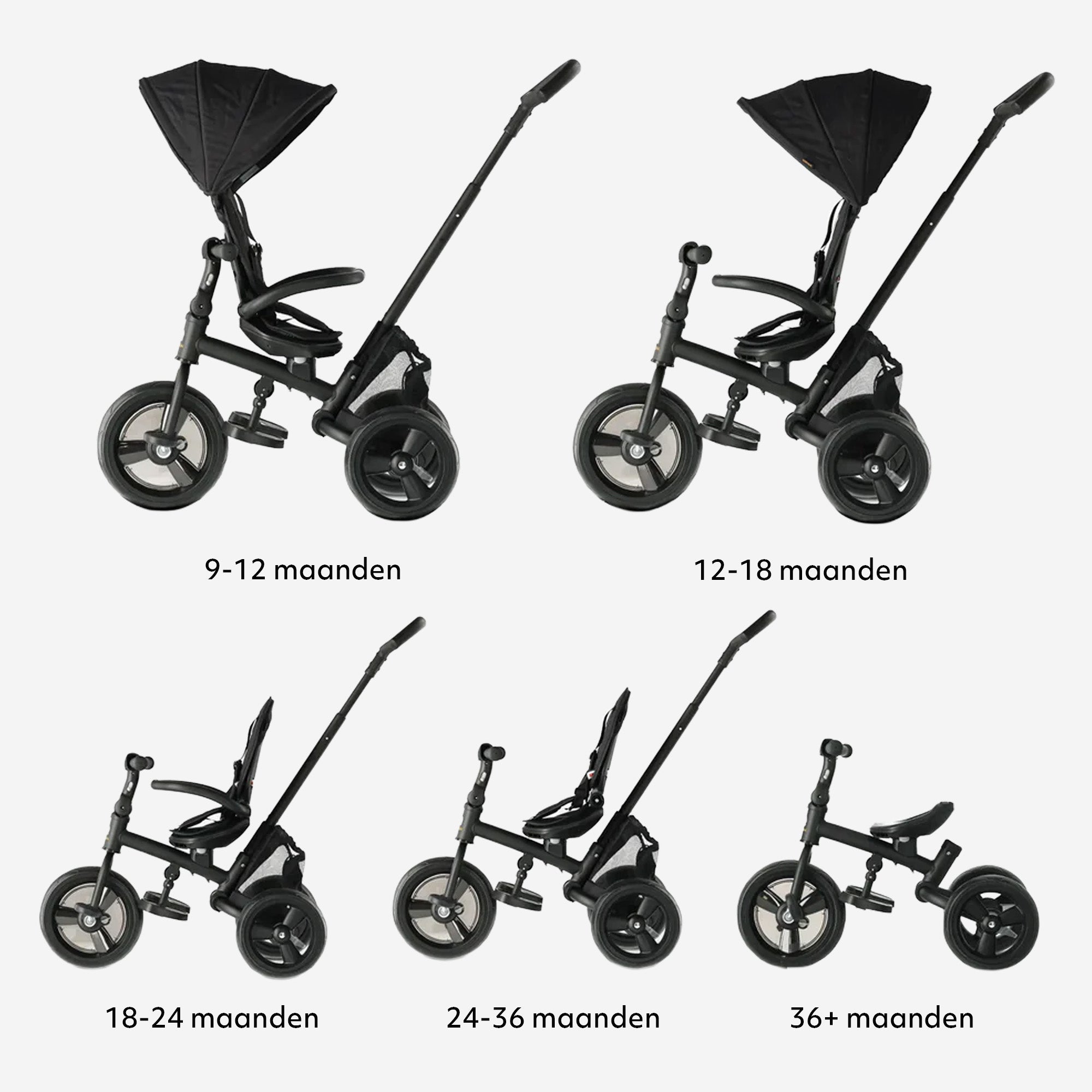 Explorer Luxe Tricycle with push bar - Foldable with basket black