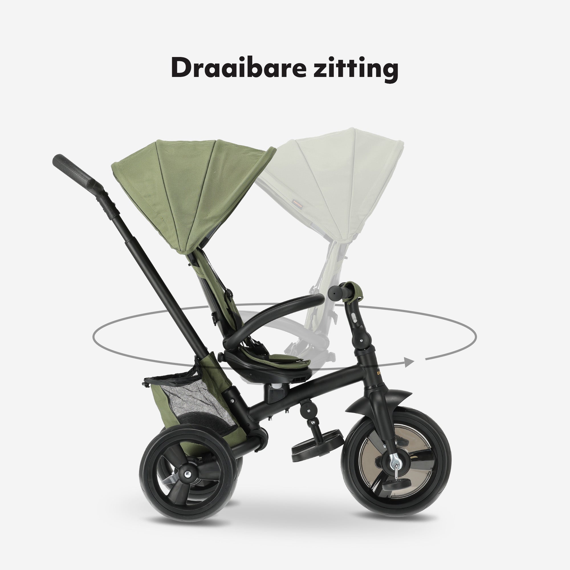 Explorer Luxury Tricycle with Push Bar - Foldable with Basket (Green)