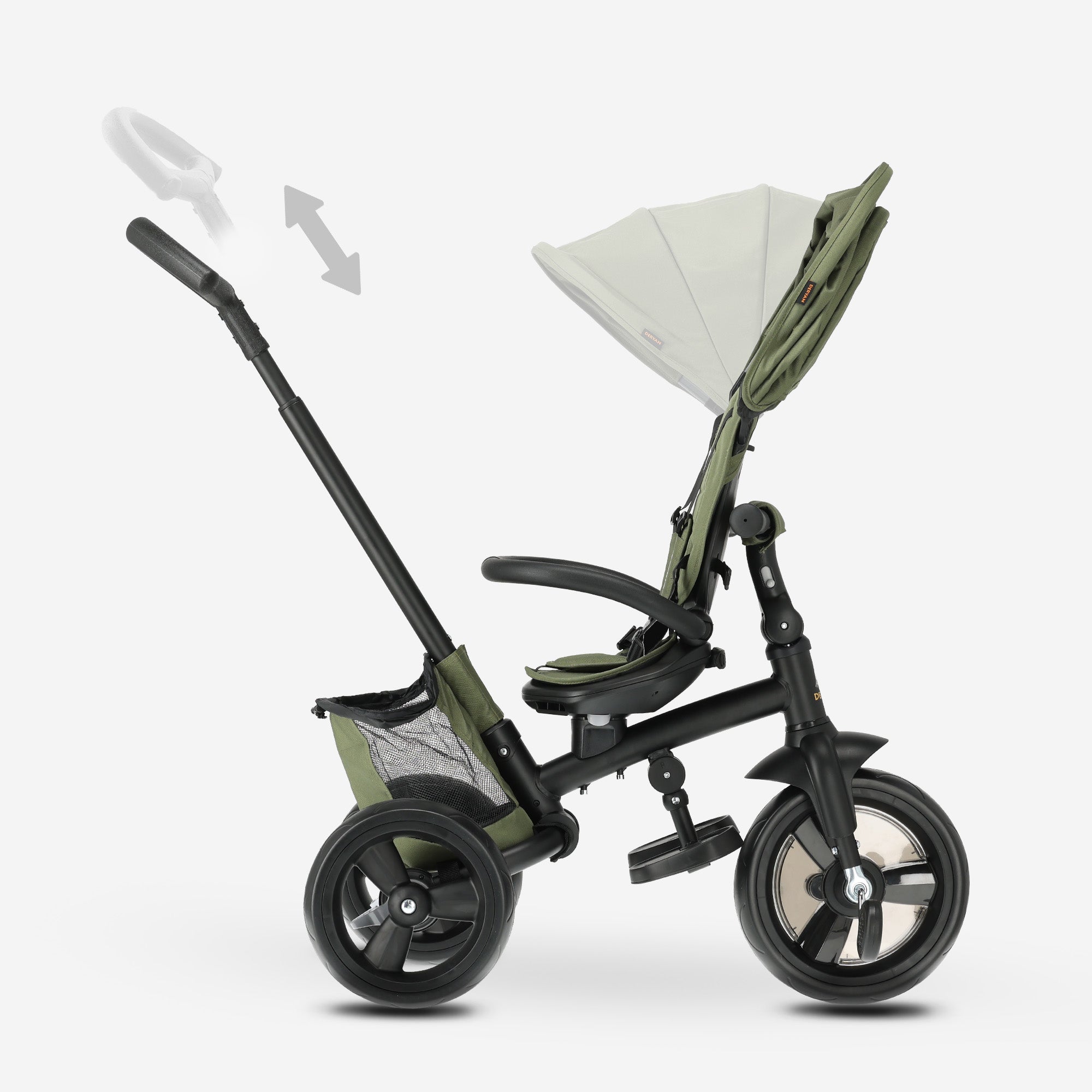 Explorer Luxury Tricycle with Push Bar - Foldable with Basket (Green)