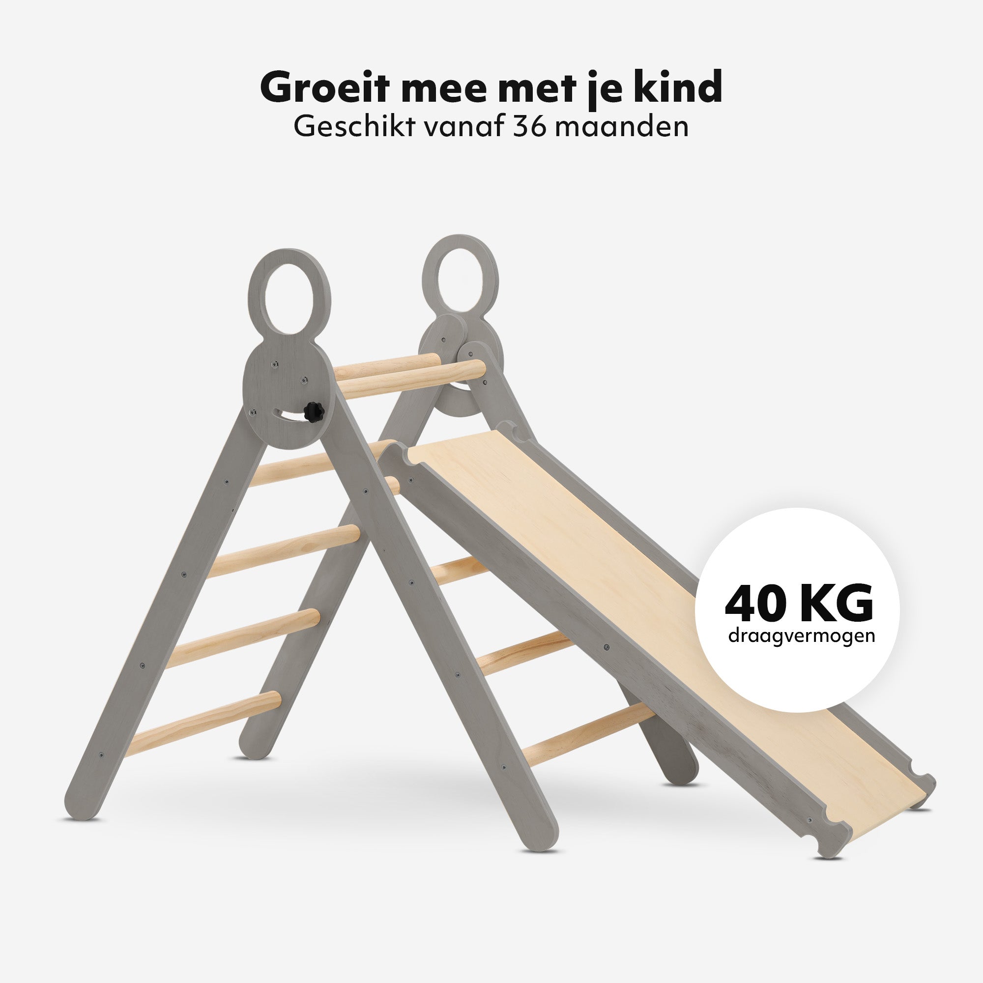 Luxury XXL Climbing Rack - Foldable Triangle + Climbing Arch + Slope with Slide Gray