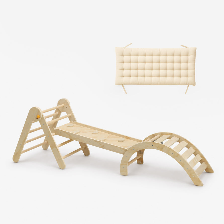 Luxury Climbing Frame - Triangle, Climbing Arch, and Slide - Includes Cushion