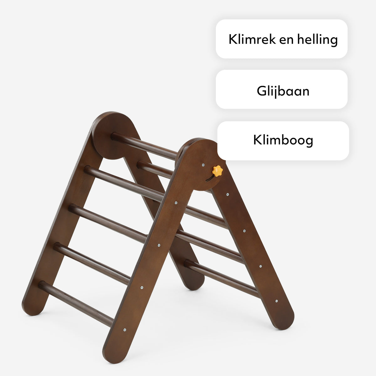 Luksus klatrestativ – trekant, klatrebue og rutsjebane – inkl. pude – varm brun