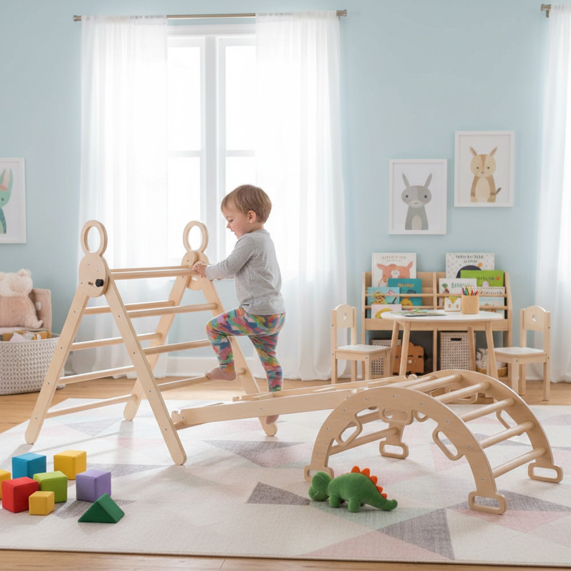 Luxe XXL Klimrek - Opvouwbare Driehoek + Klimboog + Helling met Glijbaan - Inclusief kussen