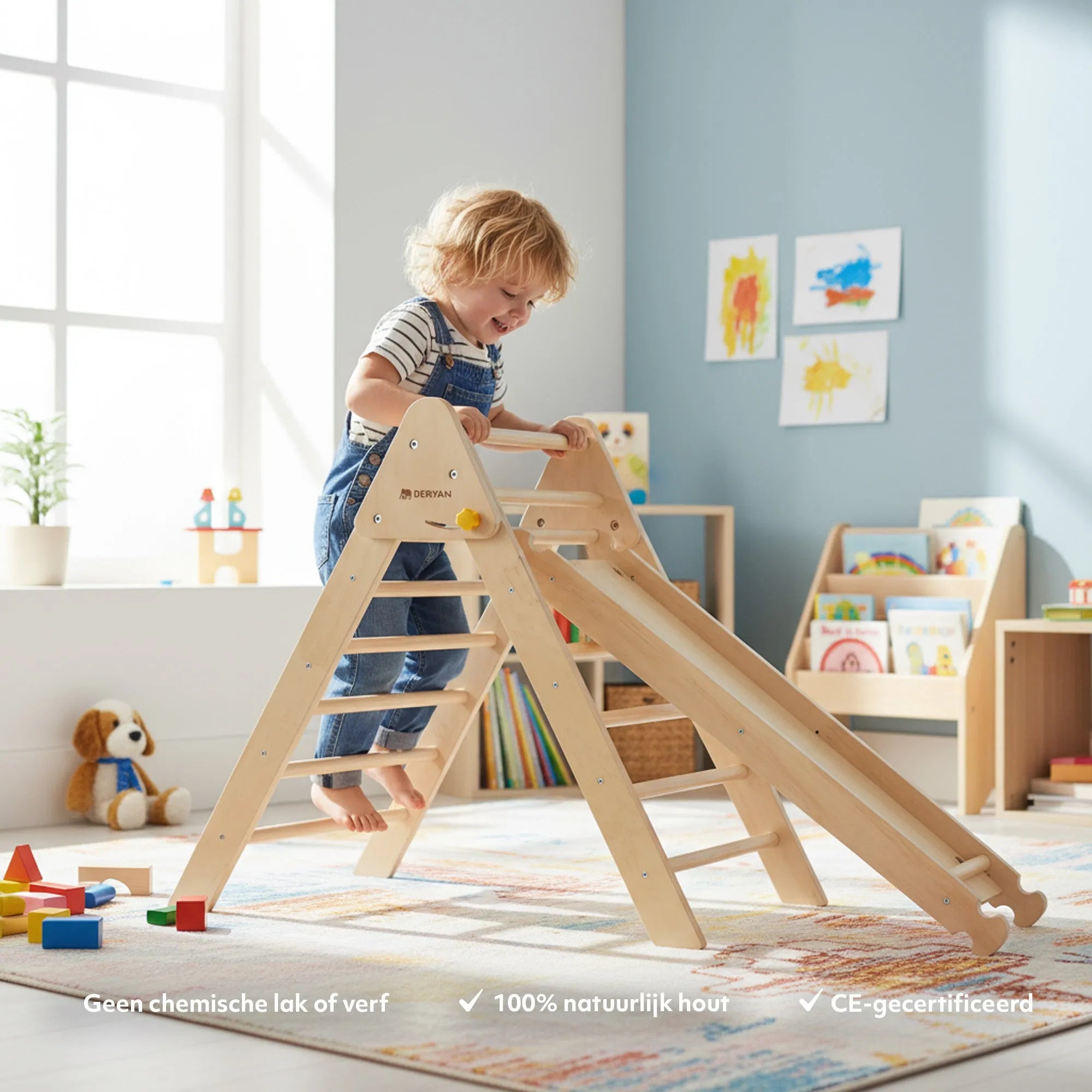 Mini scala triangolare da arrampicata in legno pieghevole per bambini bambini ragazzi ragazze 6 mesi +, scalatori giocosi al coperto  1420
